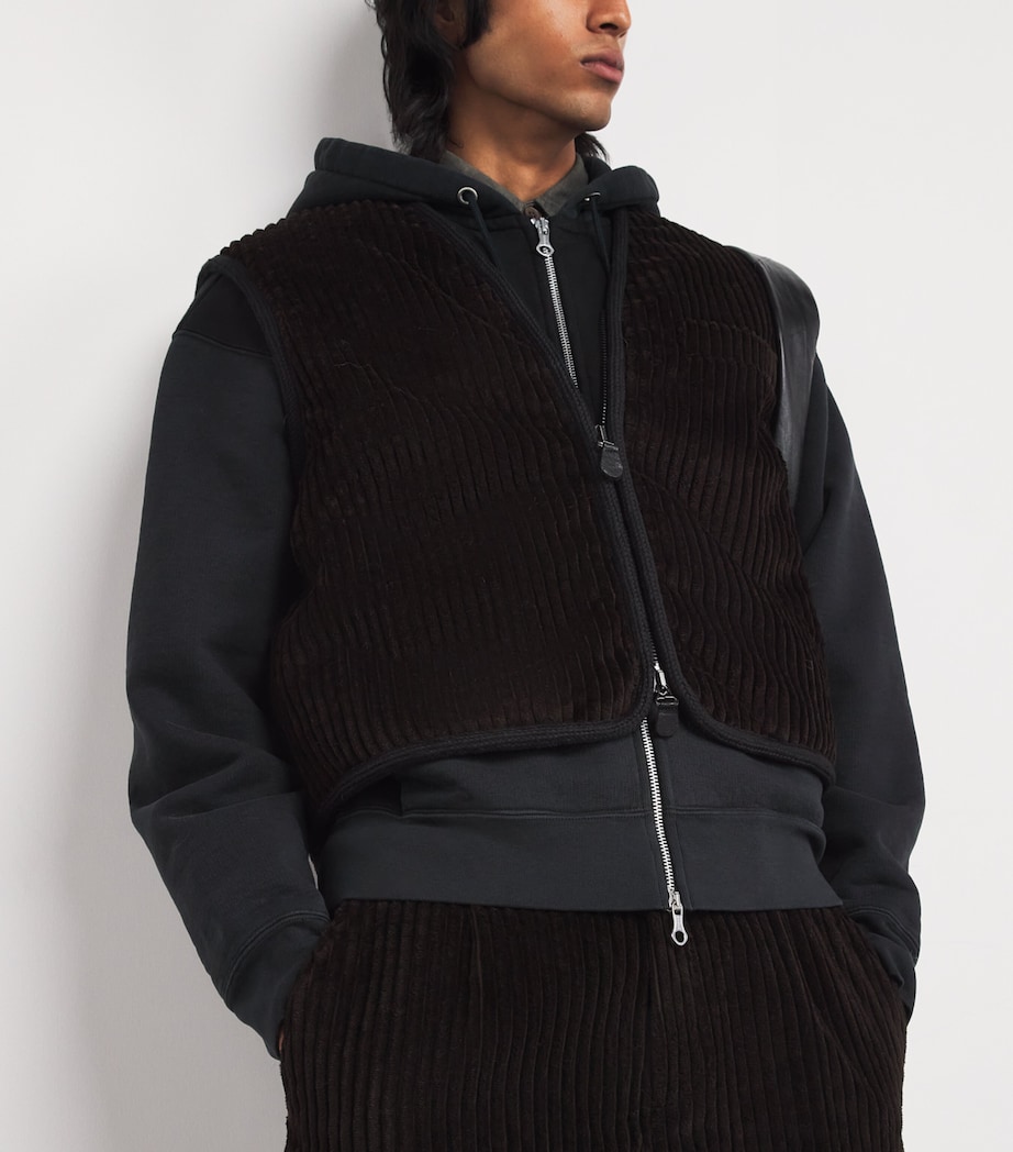 Corduroy Top Vest Zip-Up Gilet PROFOUND BROWN Image 6