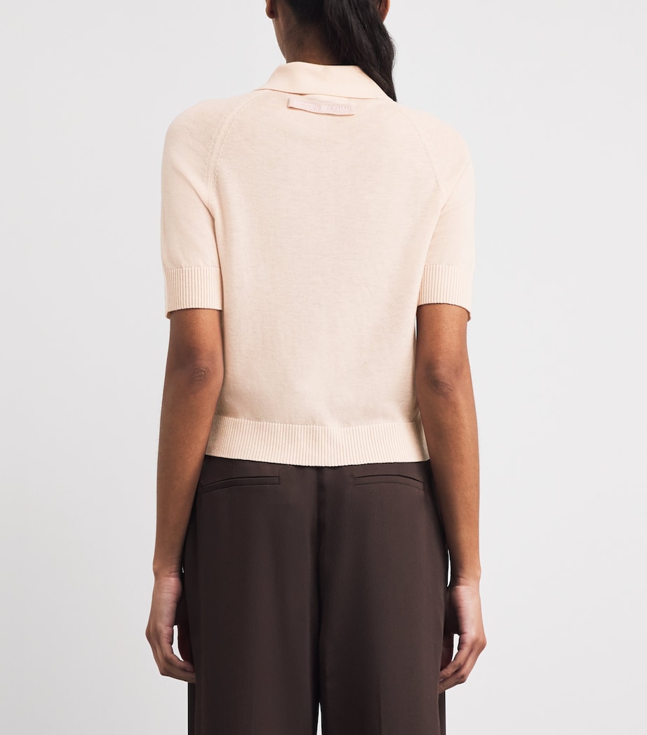 Merino Wool Polo Sweater 9443 PALE ROSE Image 4