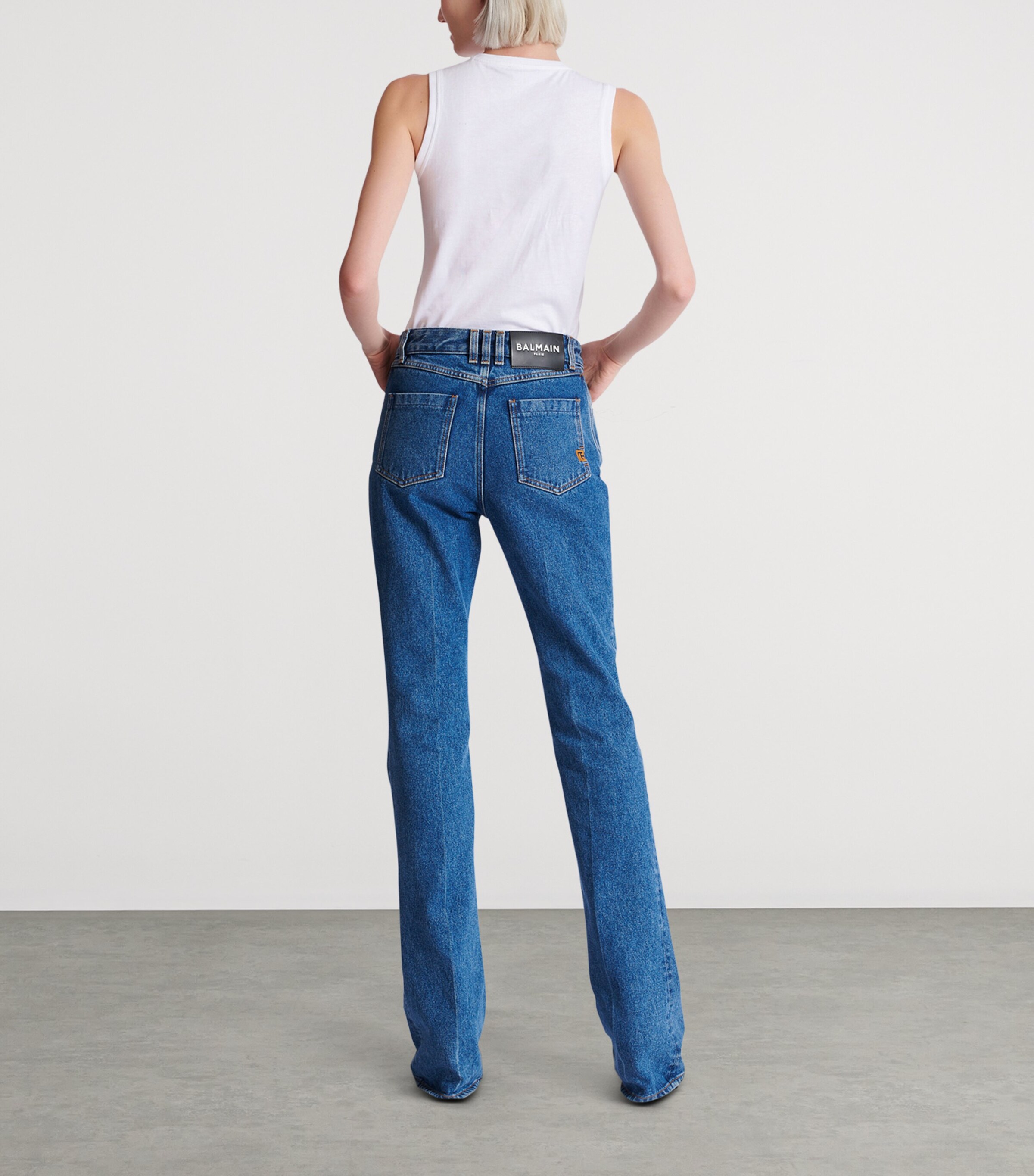Balmain Womens Elongated Straight Jeans Bleu Jean Fonce Image 7