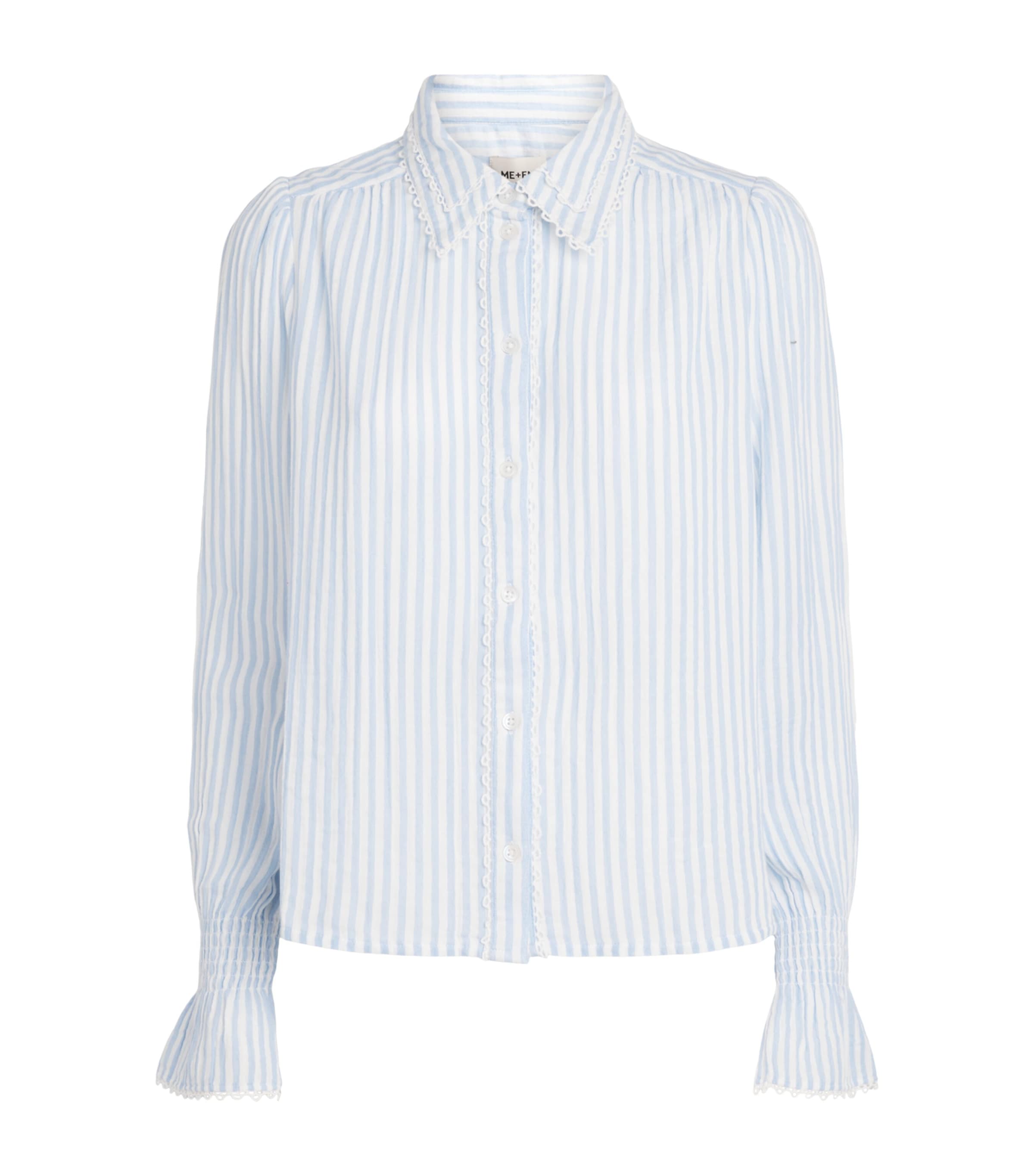 Me+em Cotton Stripe Blouse In Blue