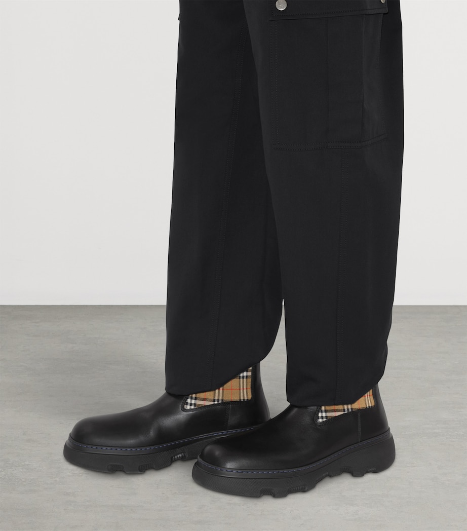 Leather Creeper Chelsea Boots BLACK/SAND IP CHECK Image 2
