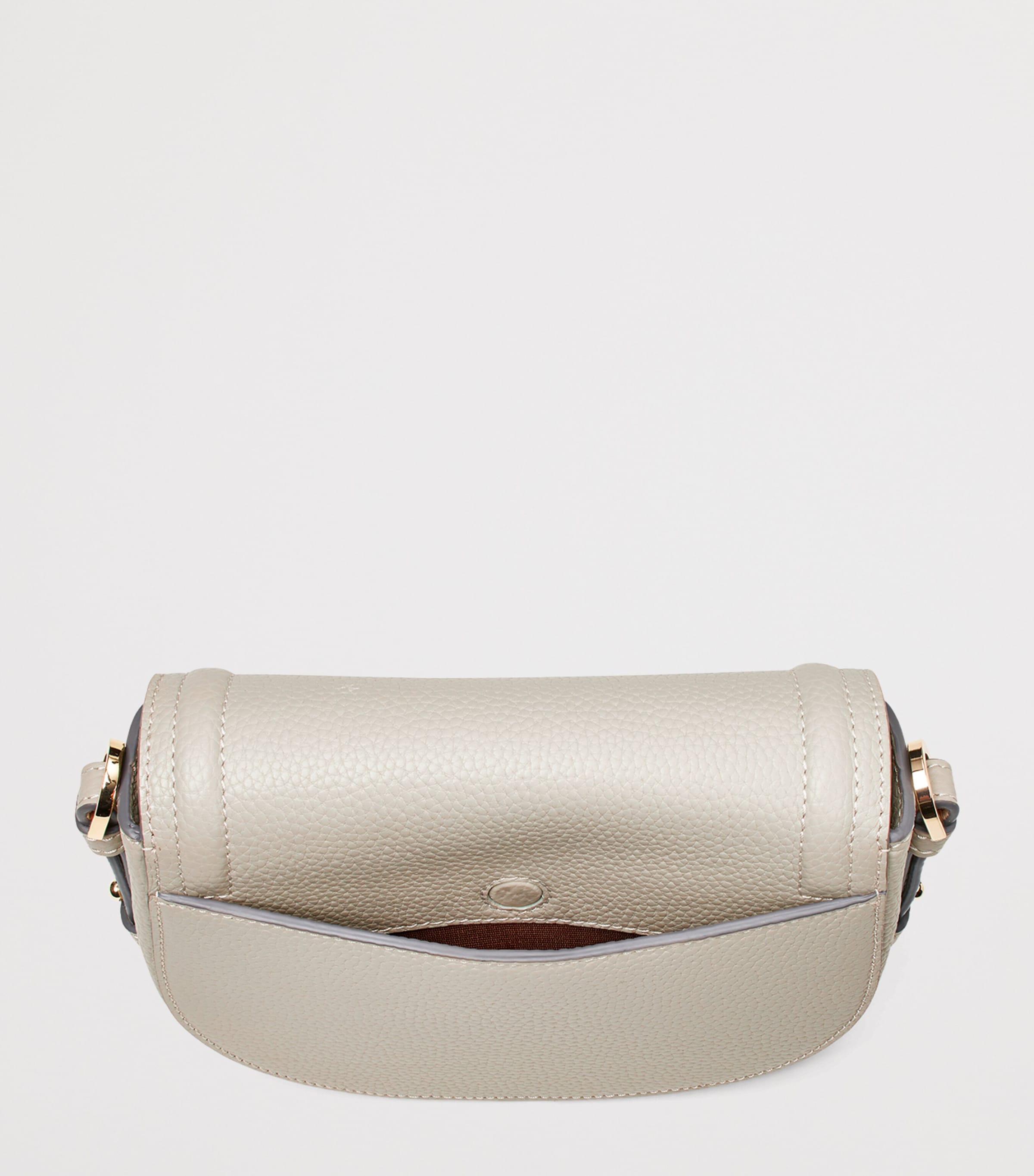Small Leather Stella Cross-Body Satchel DOVE GREY Image 5