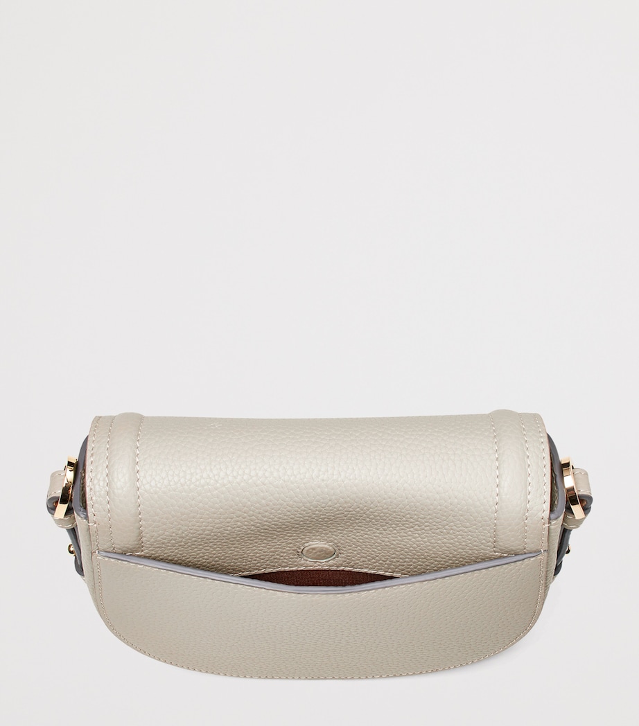 Small Leather Stella Cross-Body Satchel DOVE GREY Image 5