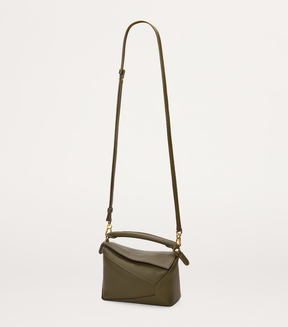 Mini Leather Puzzle Edge Top-Handle Bag DARK KHAKI GREEN Image 5