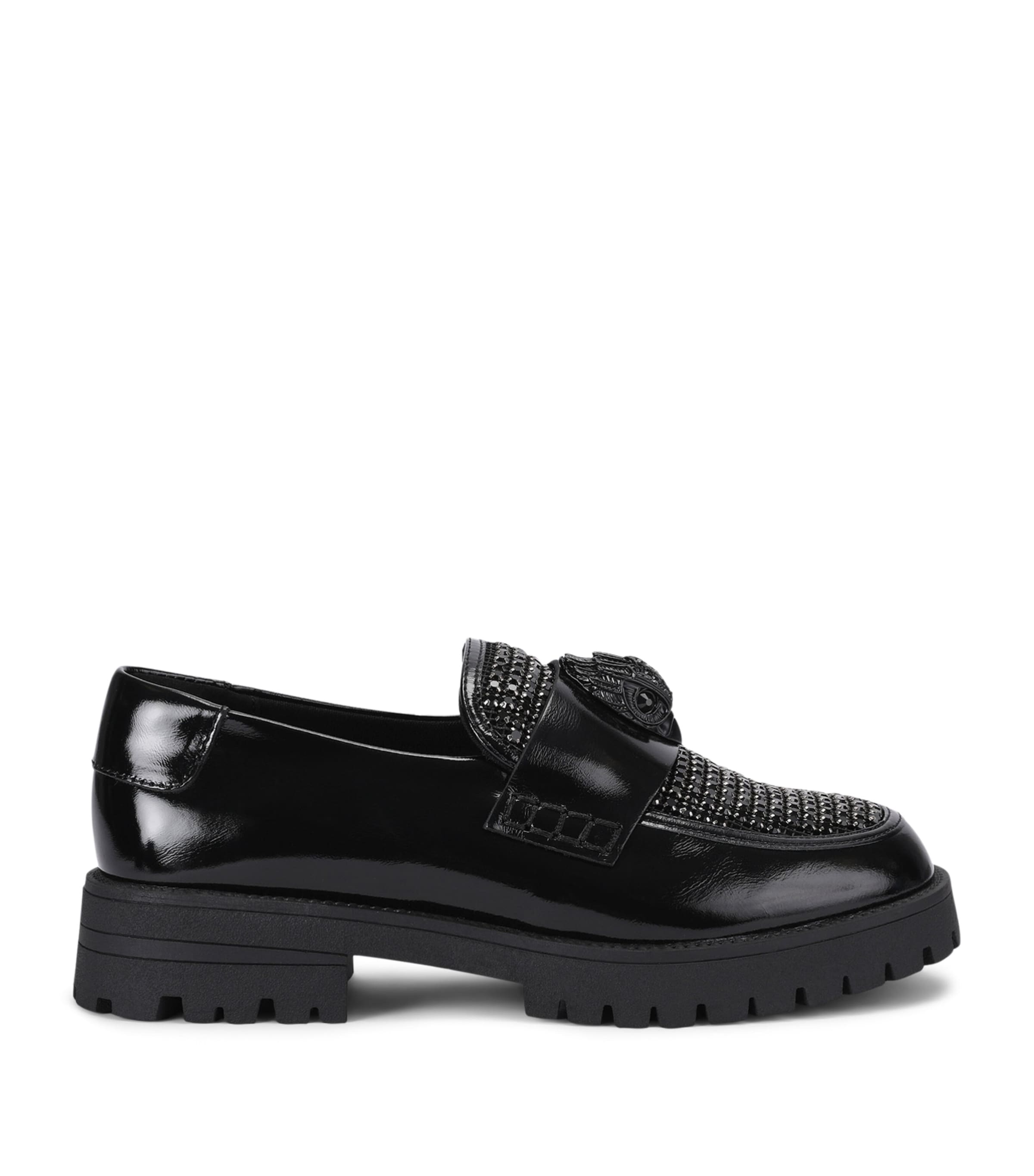 Kurt Geiger London Leather Embellished Eagle Loafers Black Image 1
