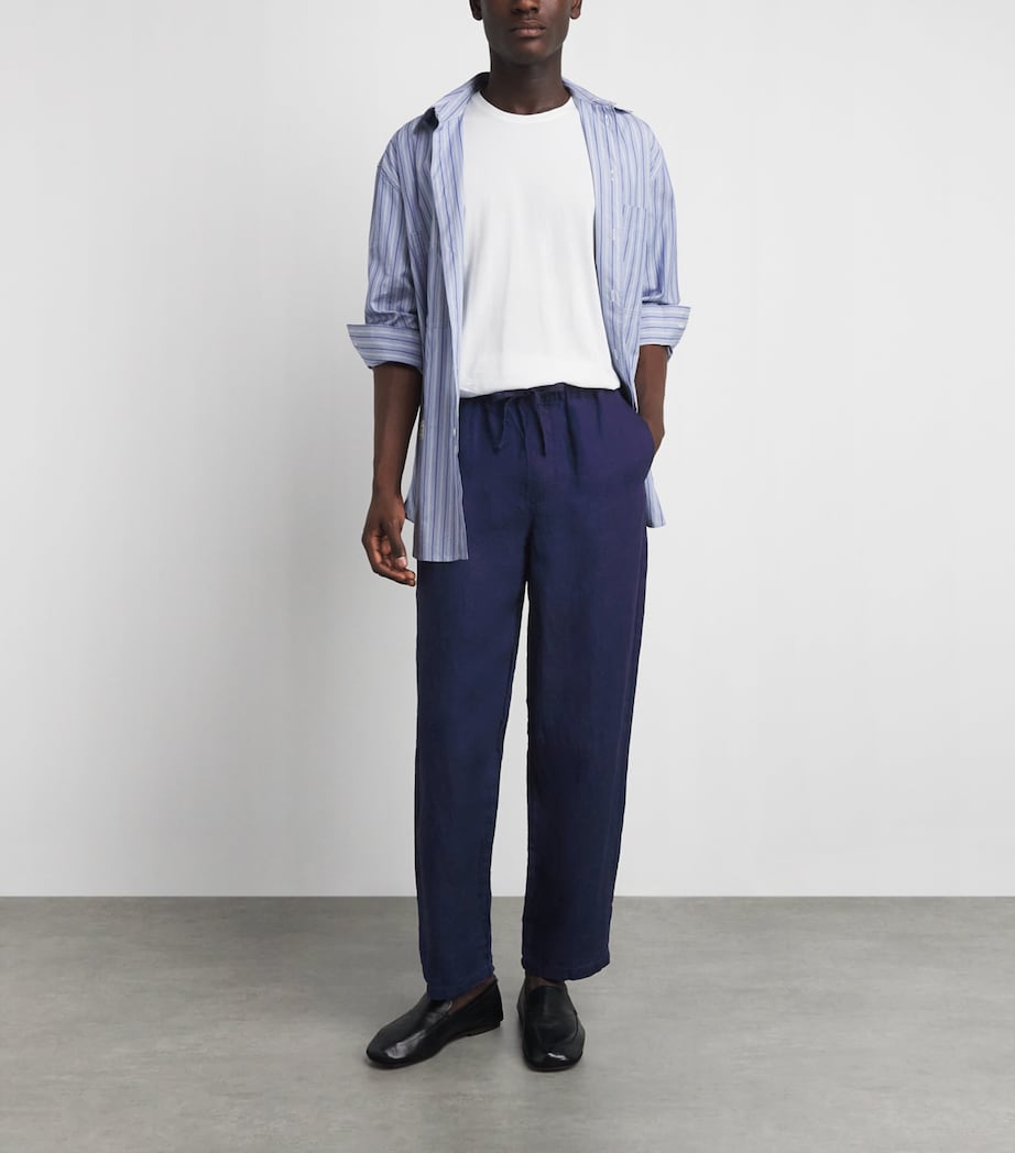 FRAME Mens Linen Drawstring Trousers Rins Image 2