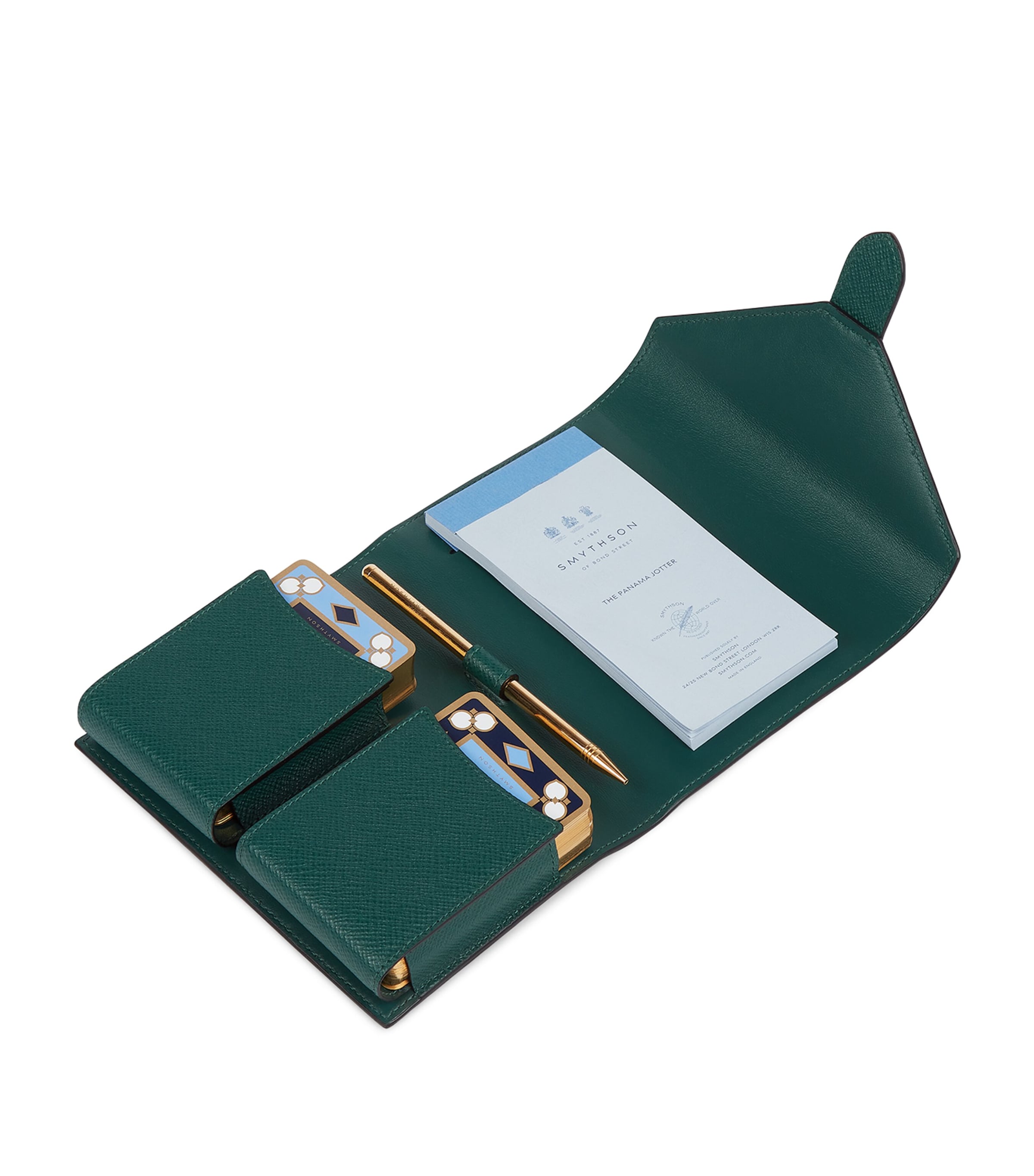 Leather Panama Double Playing Card Case FOREST GREEN Image 3