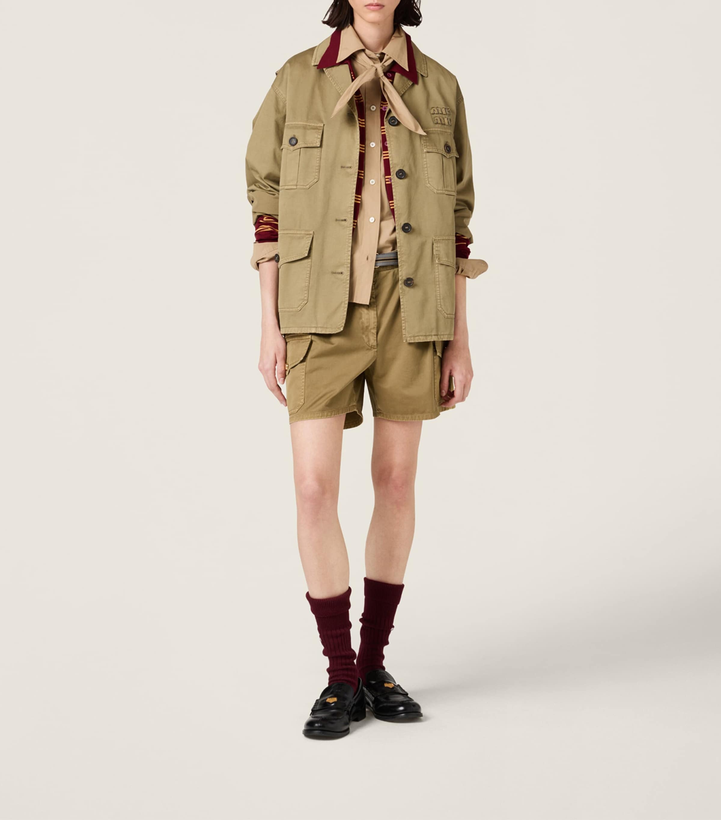 Miu Miu Green Satin Garment-Dyed Utility Jacket | Harrods UK