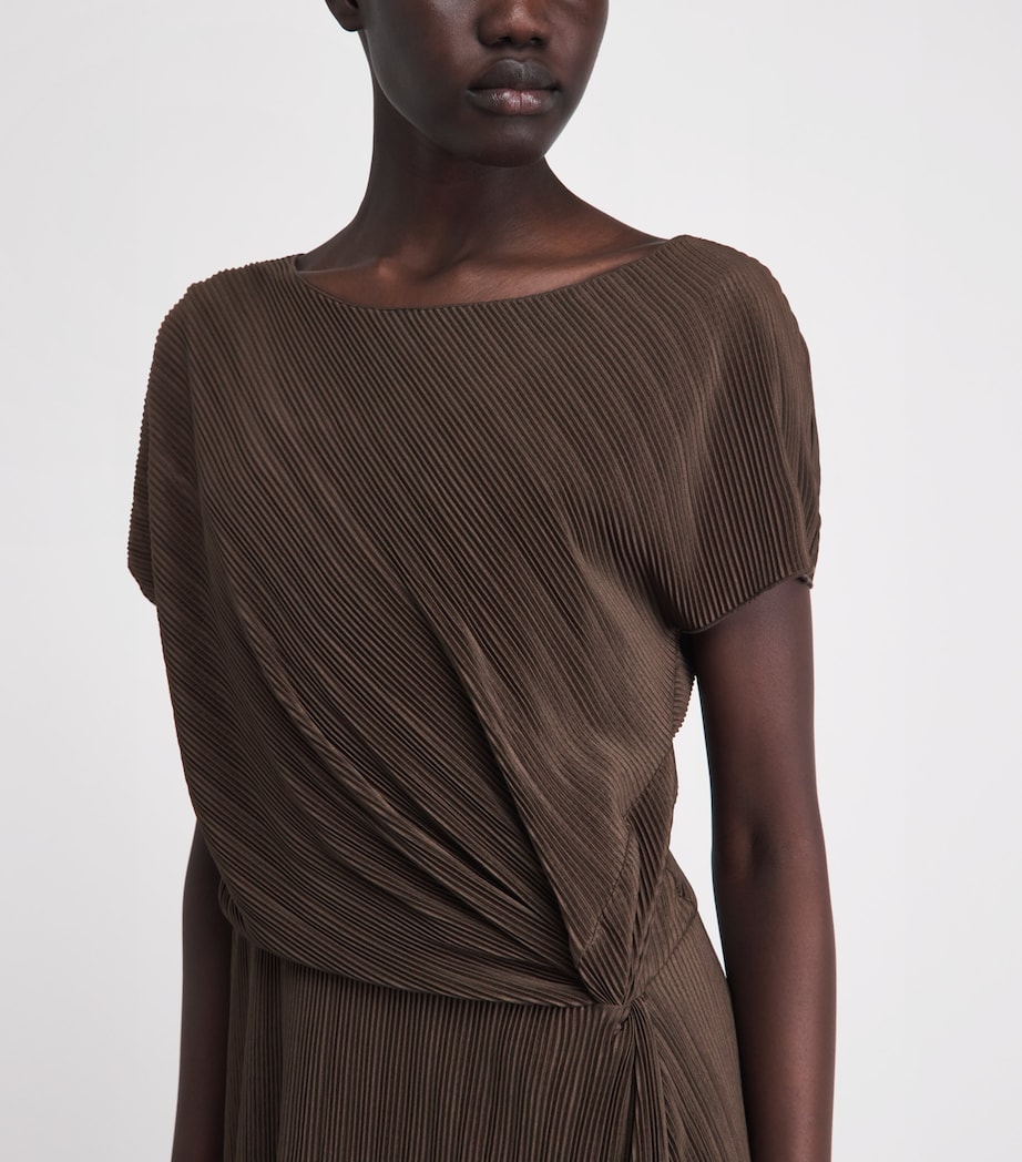 Vince Womens Pleated Midi Dress Clove Image 3