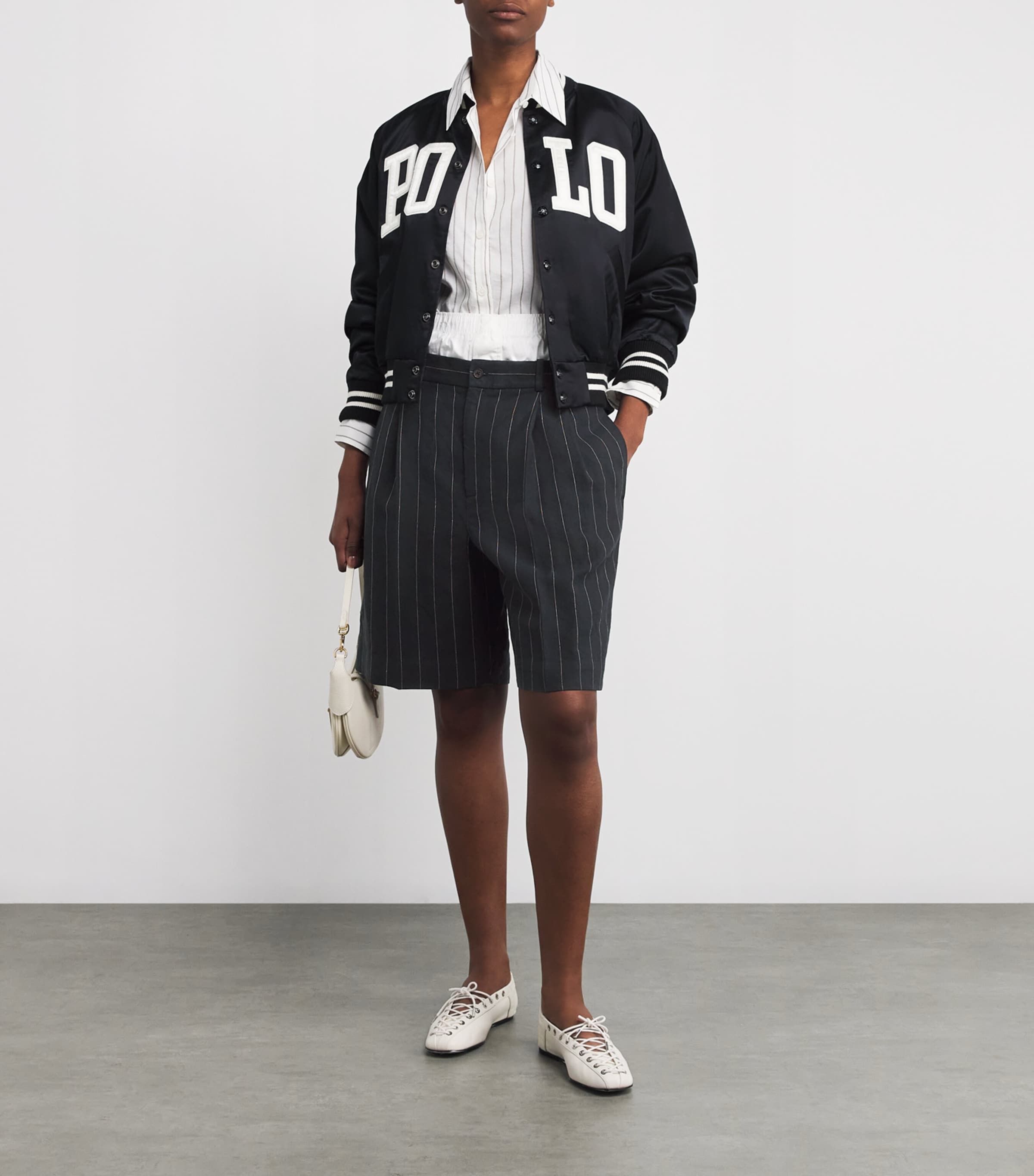Ralph Lauren★Long Pinstripe Hemp Short Long Pinstripe Hemp Short
