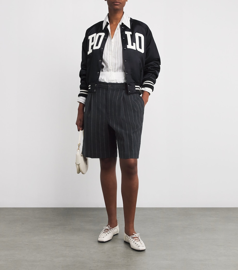 Hemp Pinstripe Bermuda Shorts 1920 BLACK/WHITE Image 2