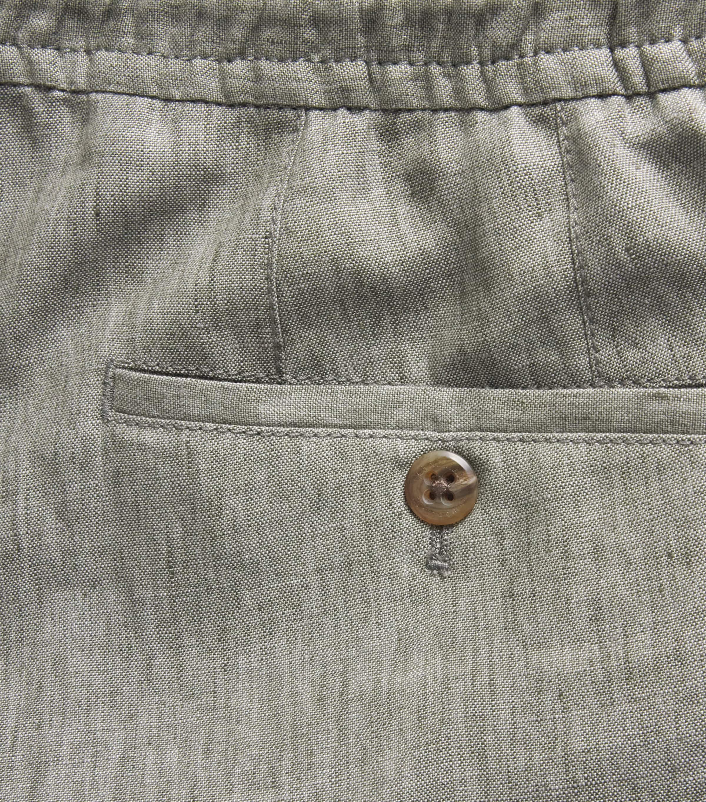 Corneliani Mens Linen Drawstring Trousers Green Coloured Image 6