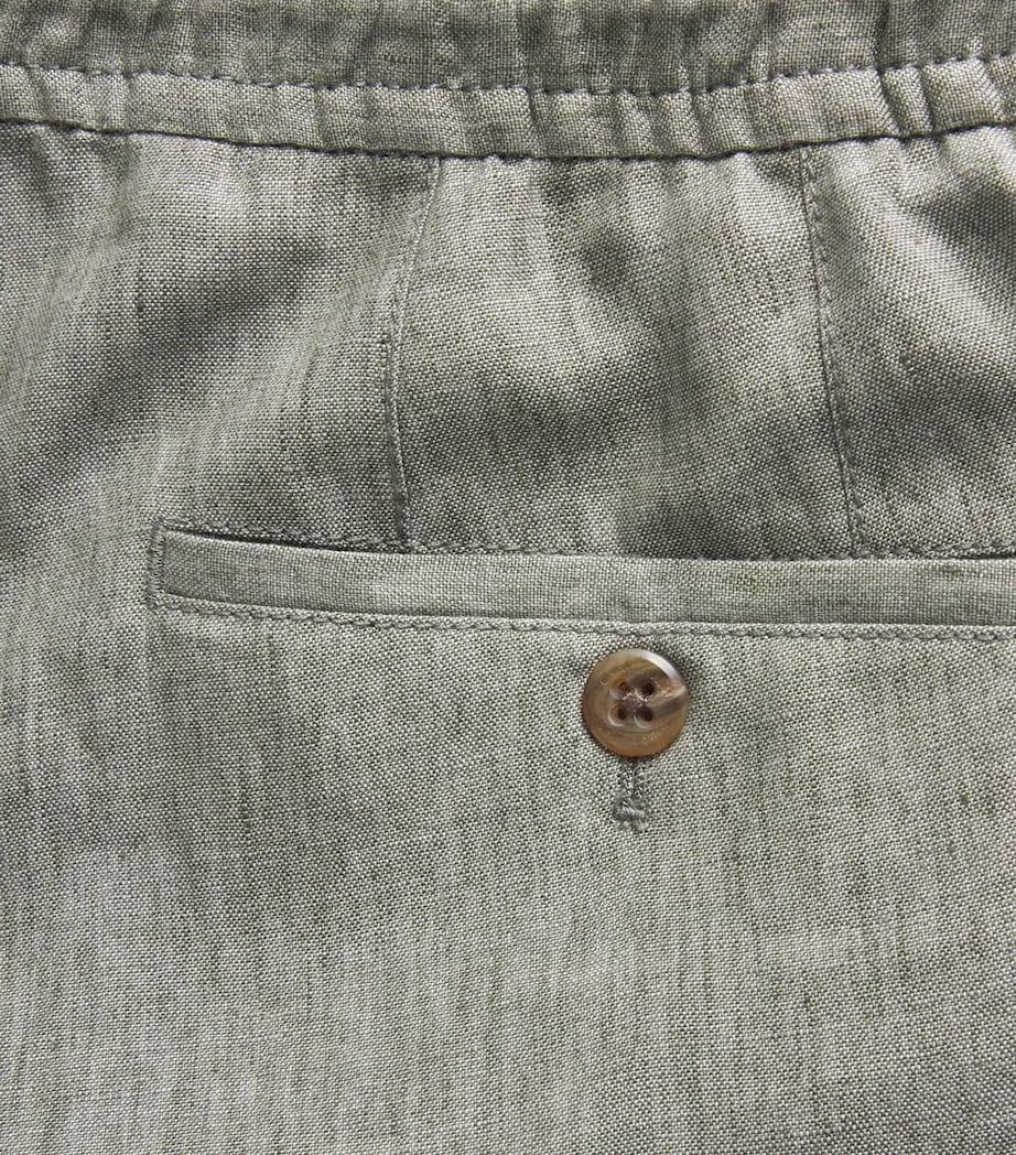 Corneliani Mens Linen Drawstring Trousers Green Coloured Image 6