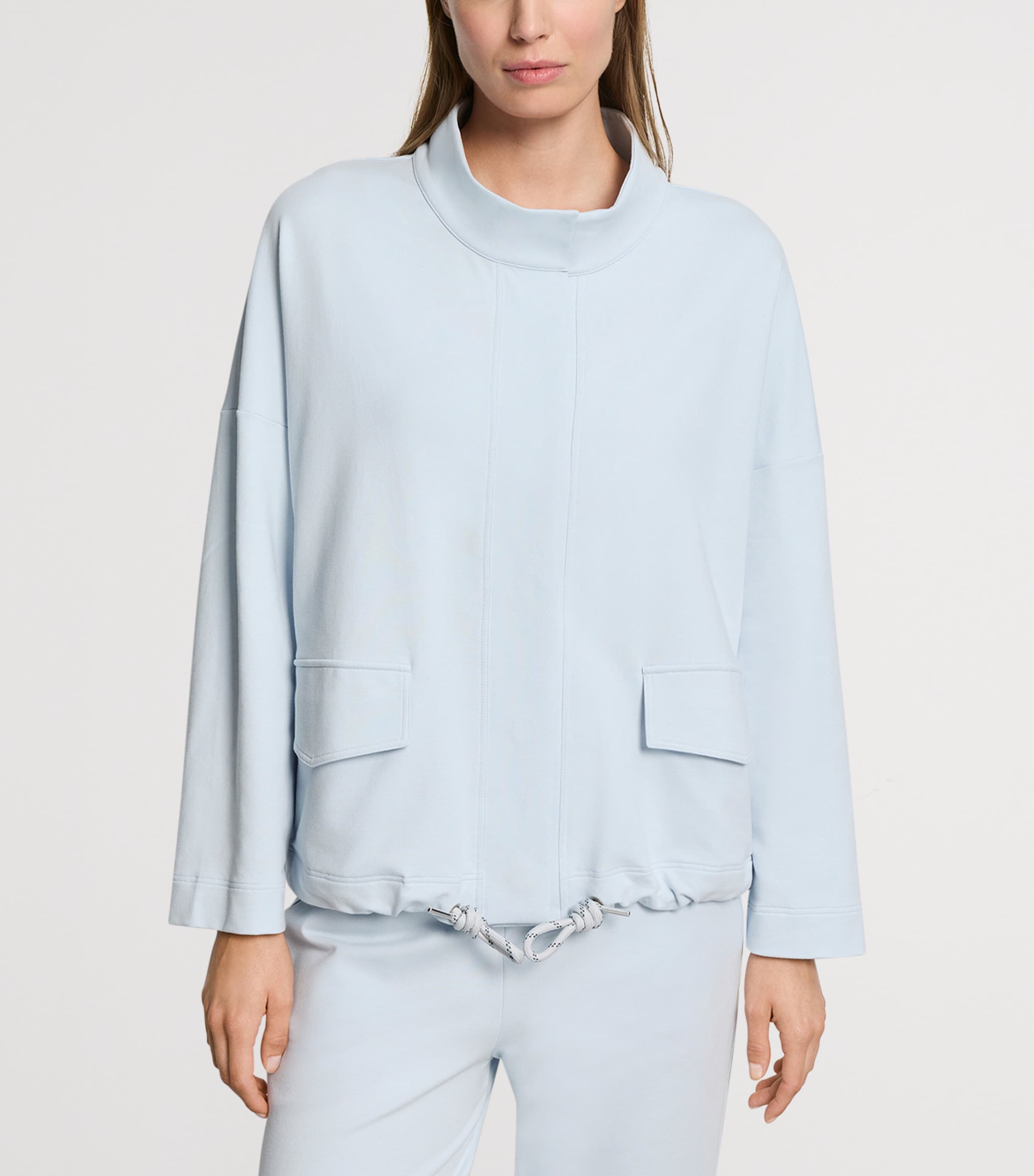 Hanro Womens Stretch-Cotton Natural Living Cardigan Watery Blue Image 2