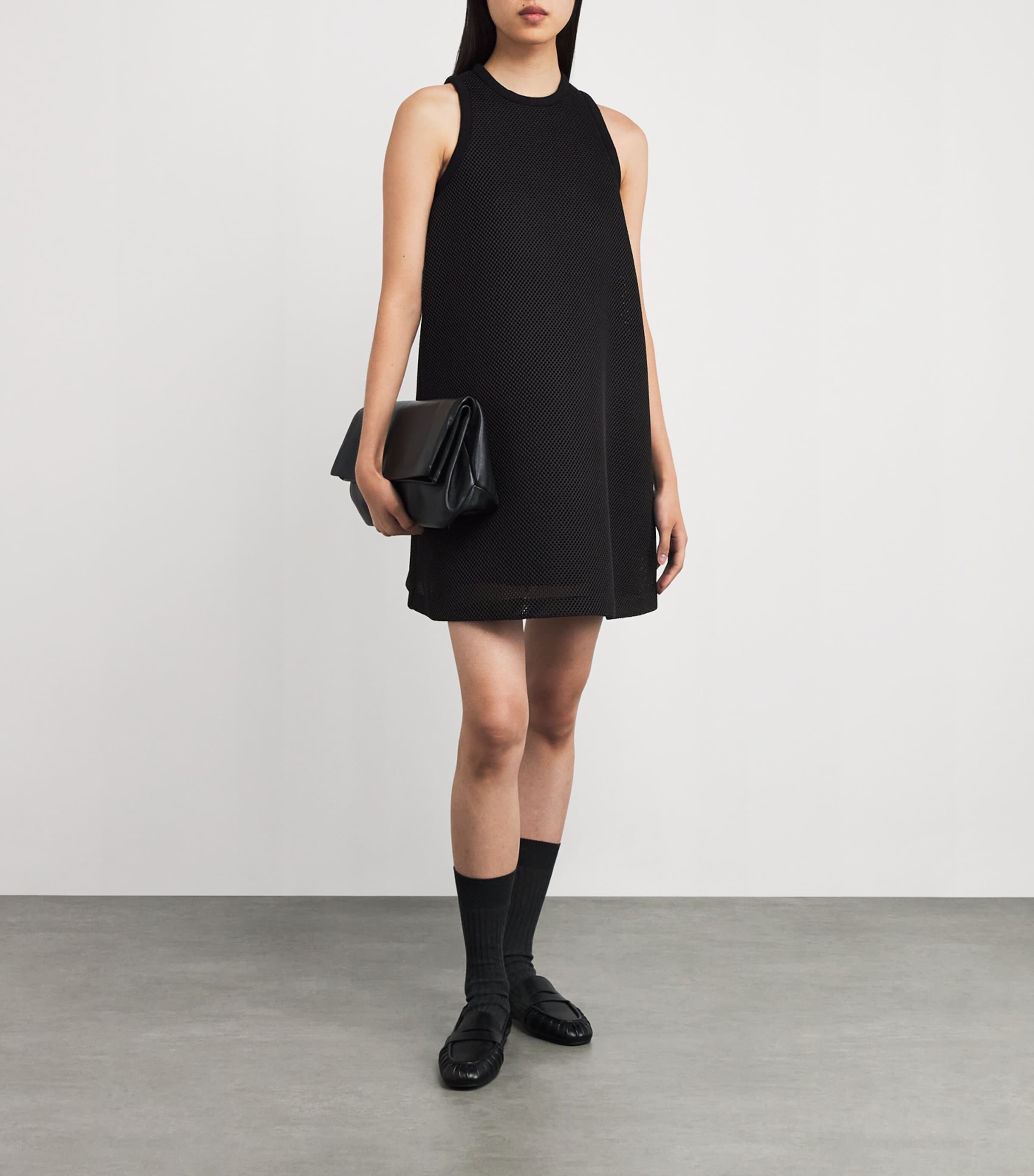 Mesh Jersey Mini Dress BLACK Image 2