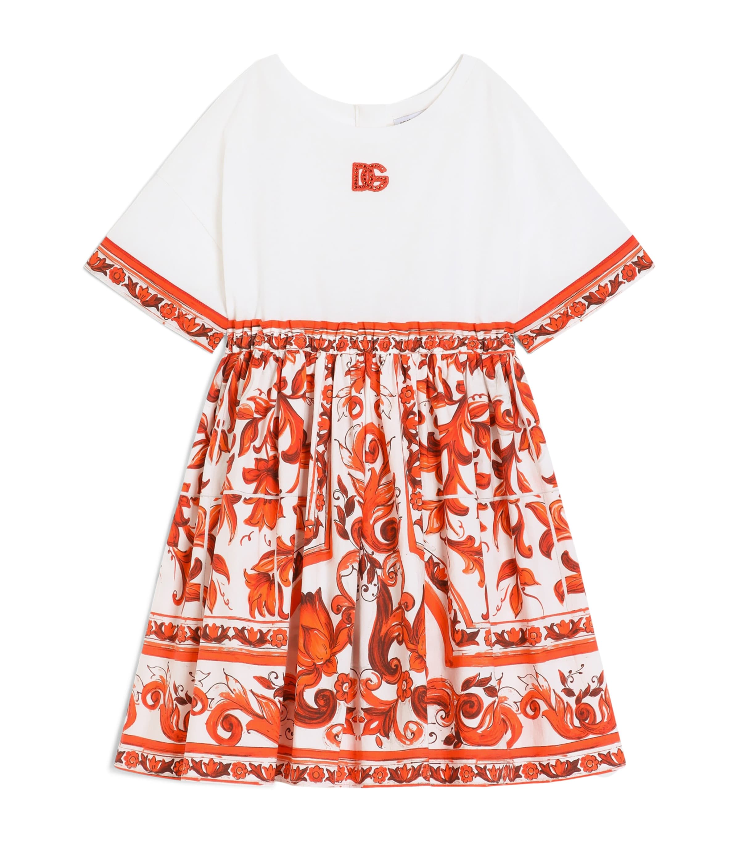 ワンピース DOLCE&GABBANA Majolica Kids Dress Dolce&Gabbana Kids Multi Majolica Print T-Shirt Dress (8-12+ Years