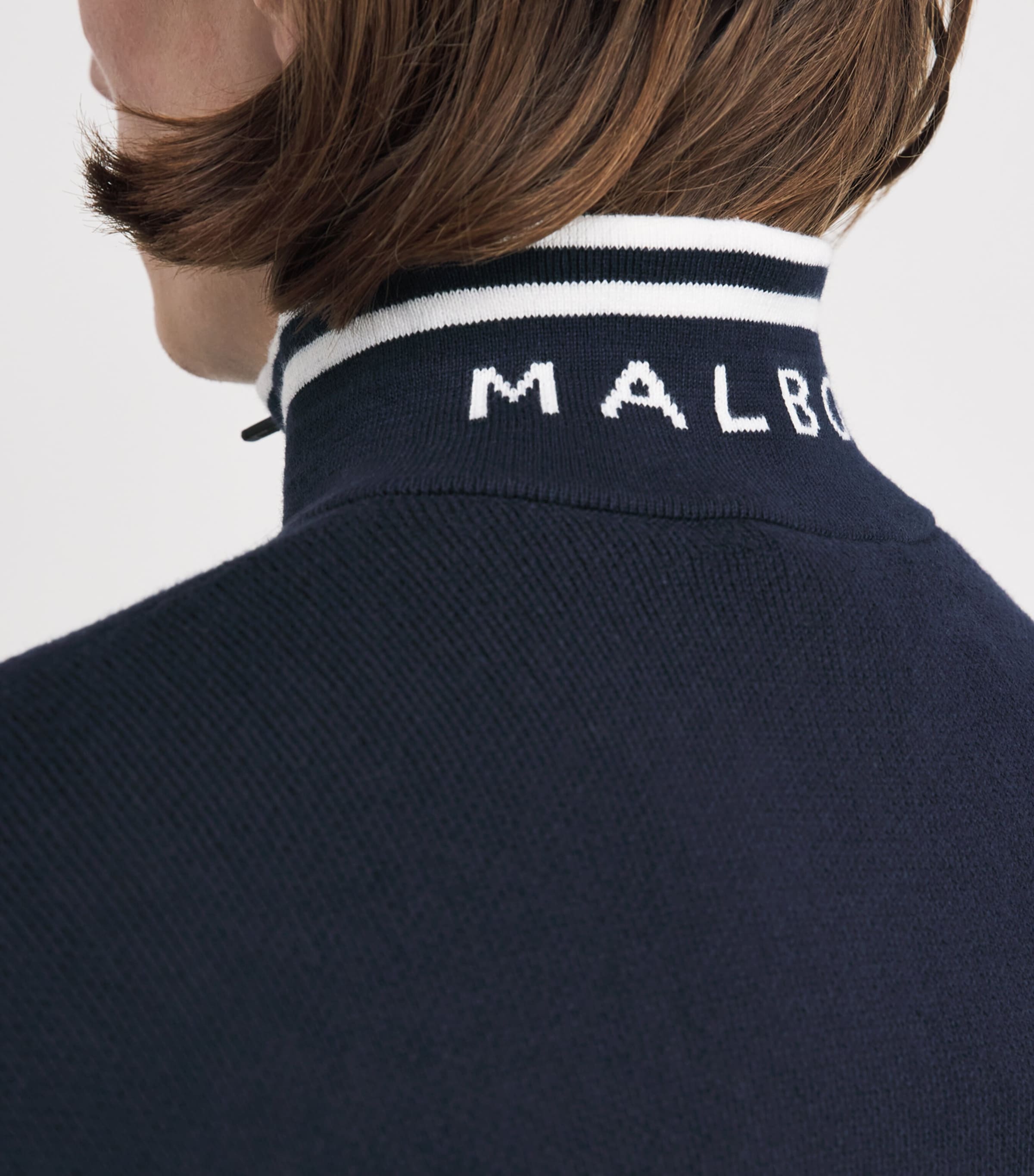 Malbon Mens Sorrel Quarter-Zip Sweater Navy Image 3