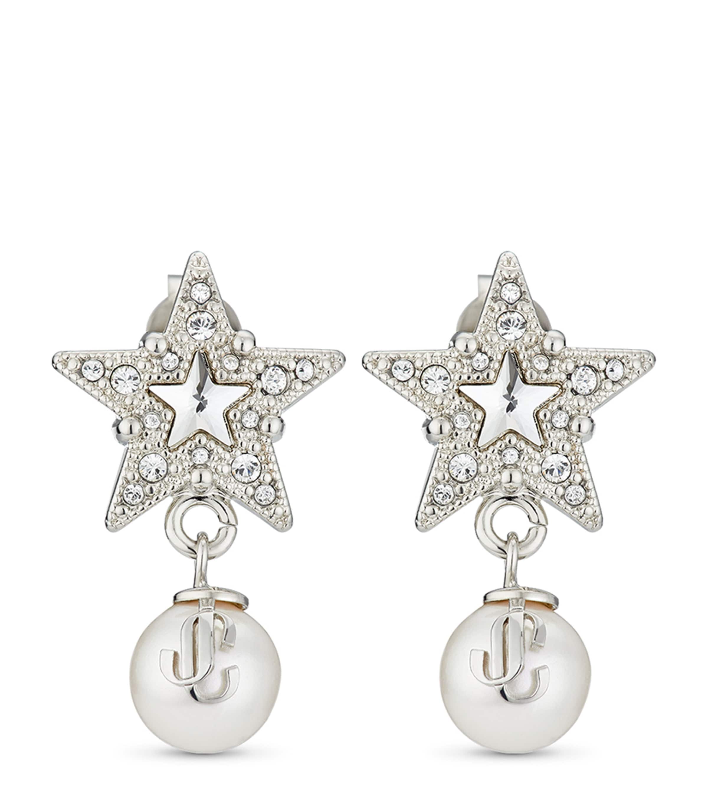 Jimmy Choo Crystal Star Earrings In Silver