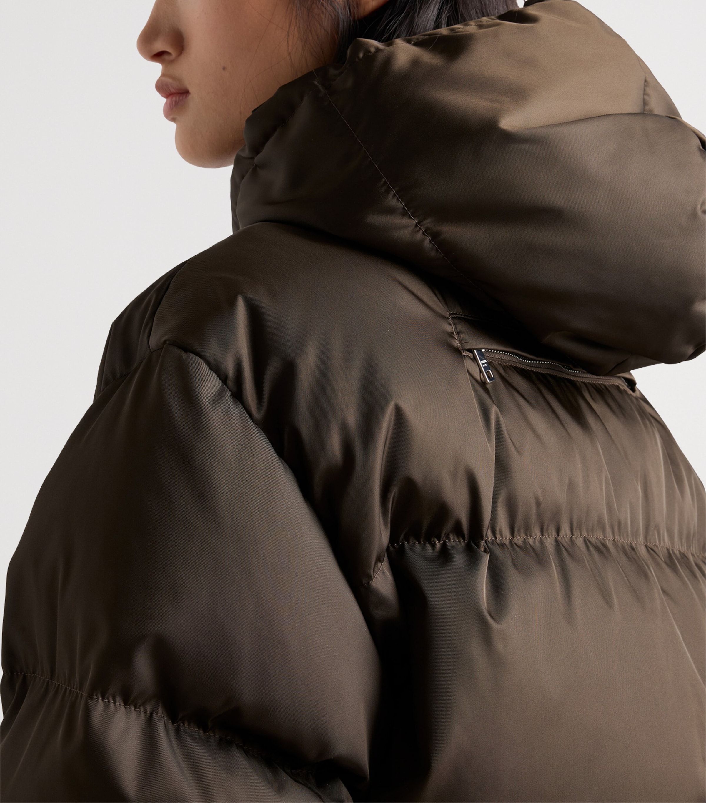 Prada Womens Re-Nylon Hooded Down Jacket Brown Image 4