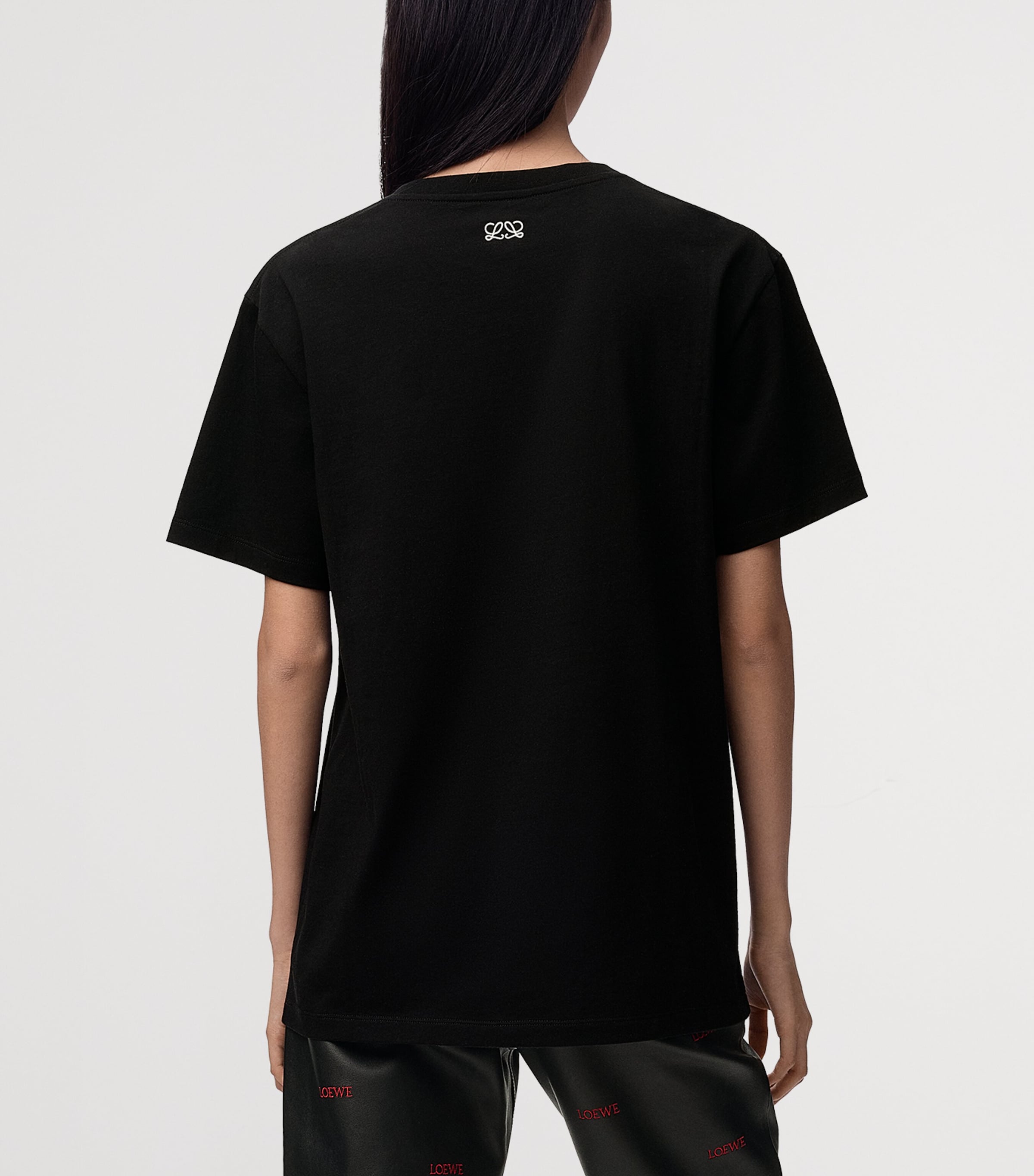 LOEWE Womens Cotton-Blend Printed T-Shirt Black Image 4