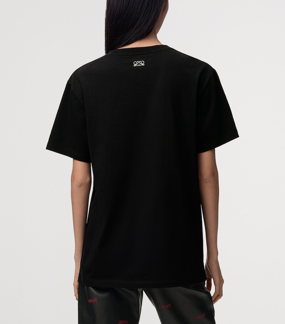 LOEWE Womens Cotton-Blend Printed T-Shirt Black Image 4