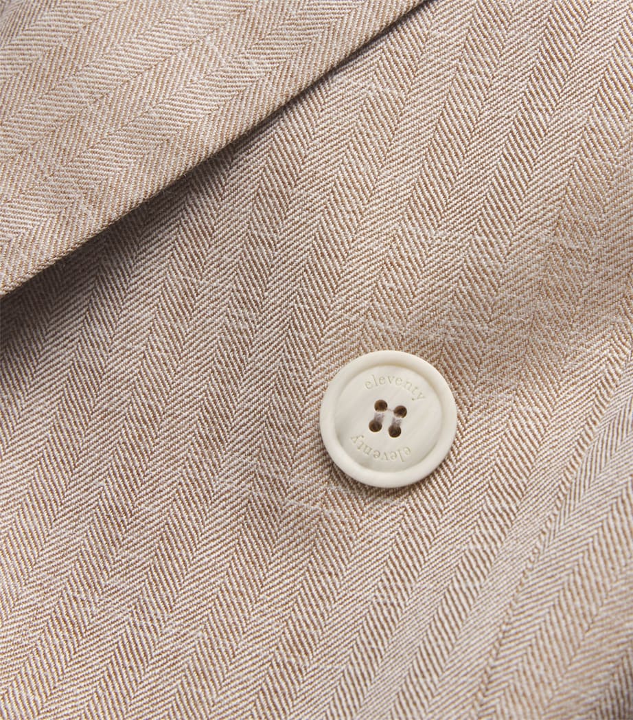 Wool-Silk-Linen Double-Breasted Blazer TABACCO Image 5