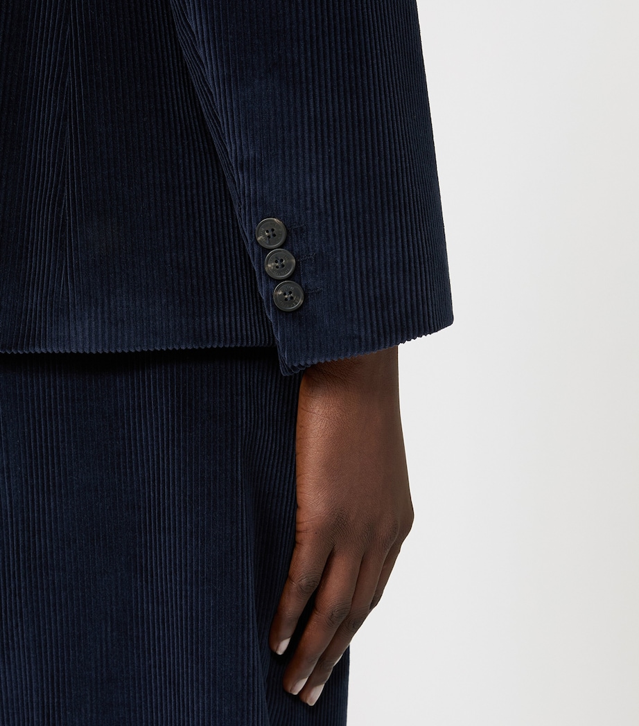 Weekend Max Mara Womens Corduroy Double-Breasted Blazer Navy Image 5