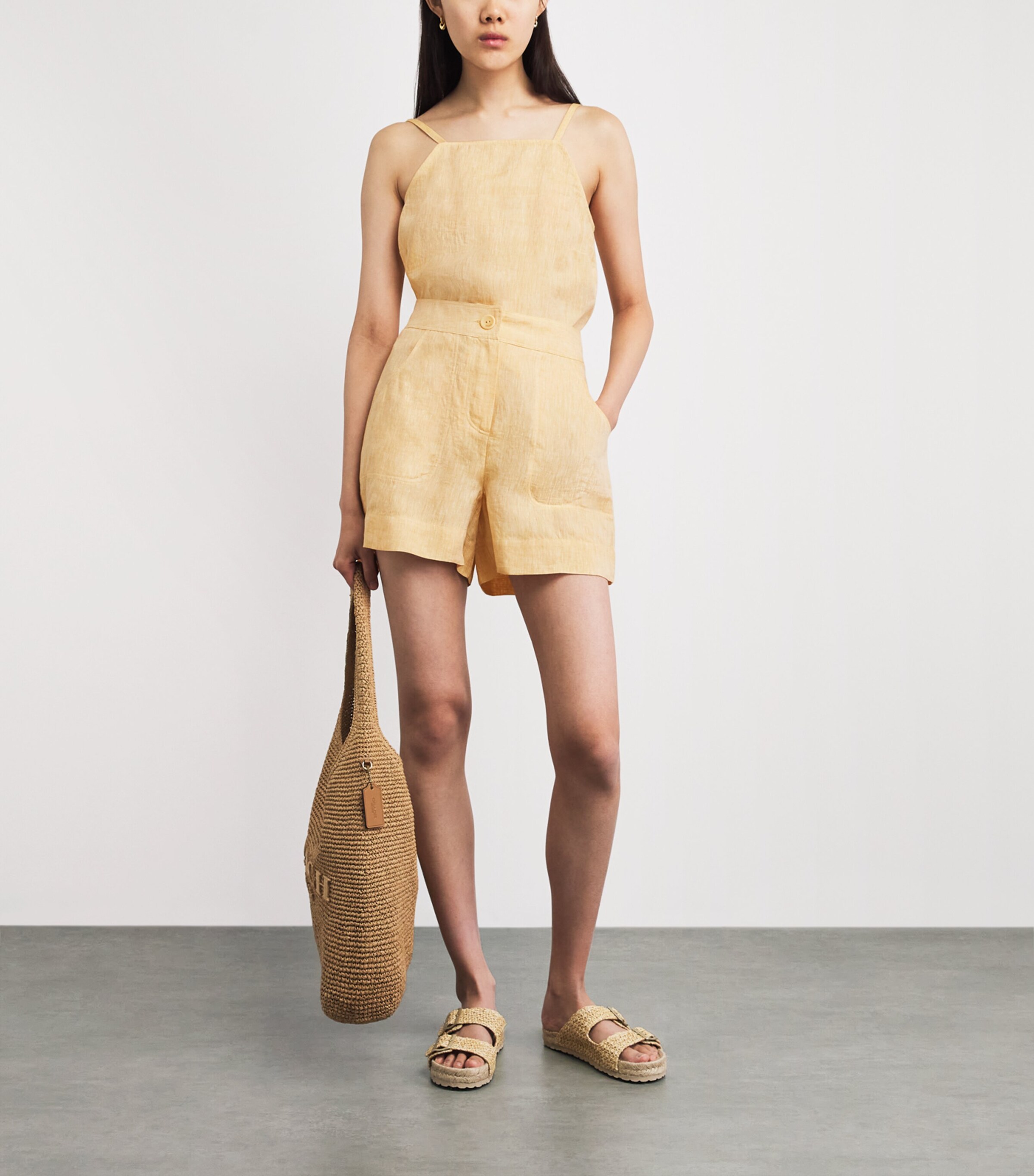 Eres Womens Linen Enjouee Tailored Shorts Orge Image 2