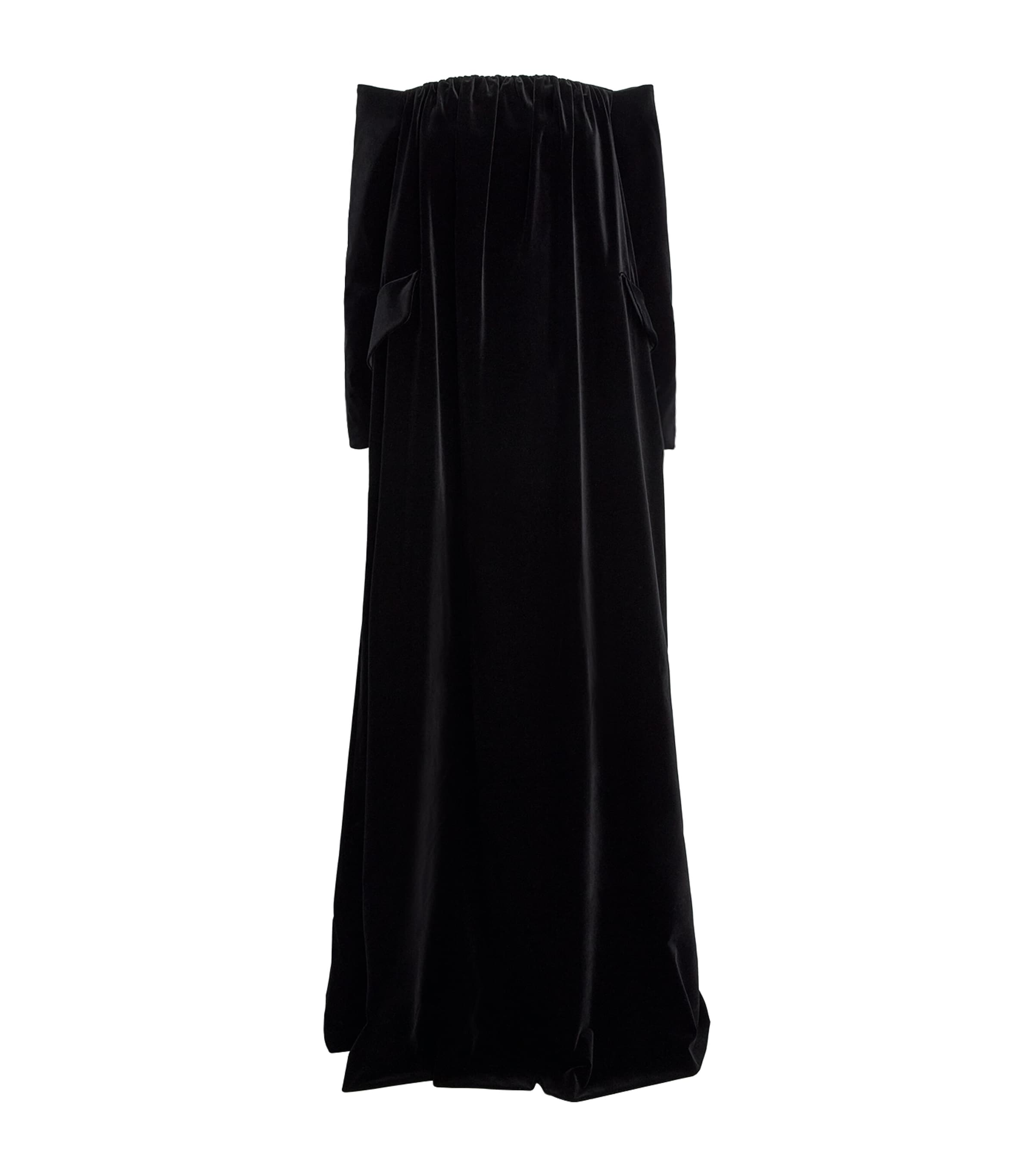Max Mara Velvet Off-the-shoulder Gown In Black