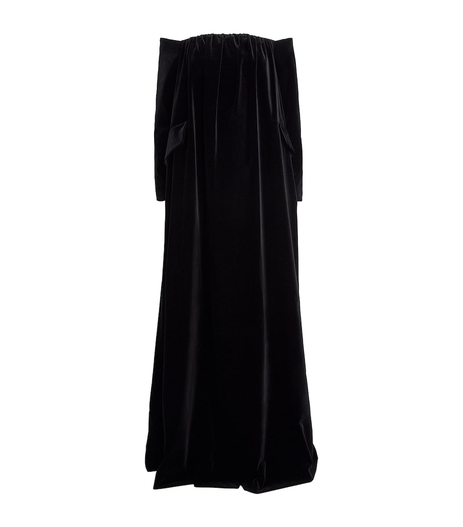Velvet Off-The-Shoulder Gown BLACK Image 1