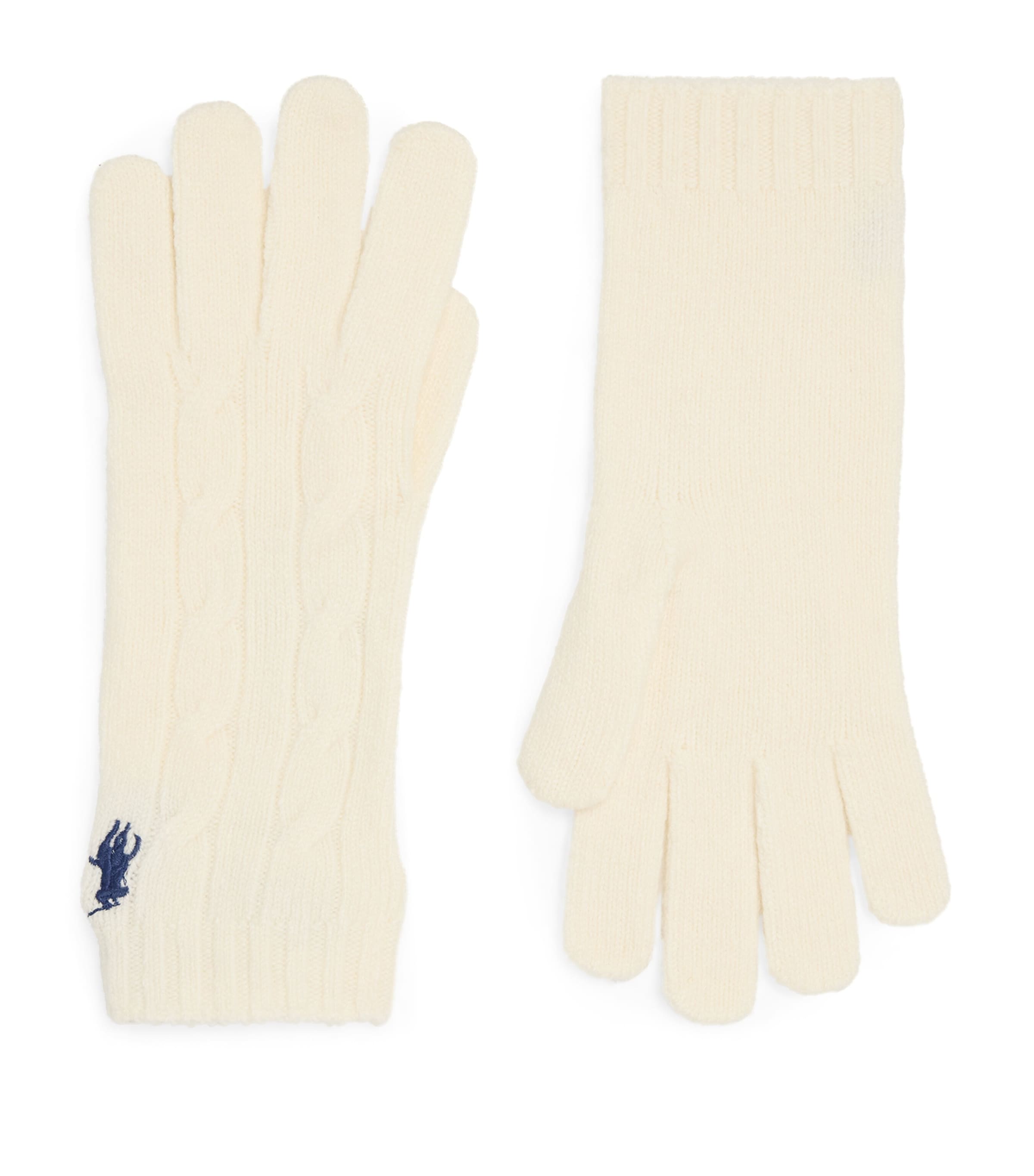 Polo Ralph Lauren Wool-cashmere Cable-knit Gloves In White