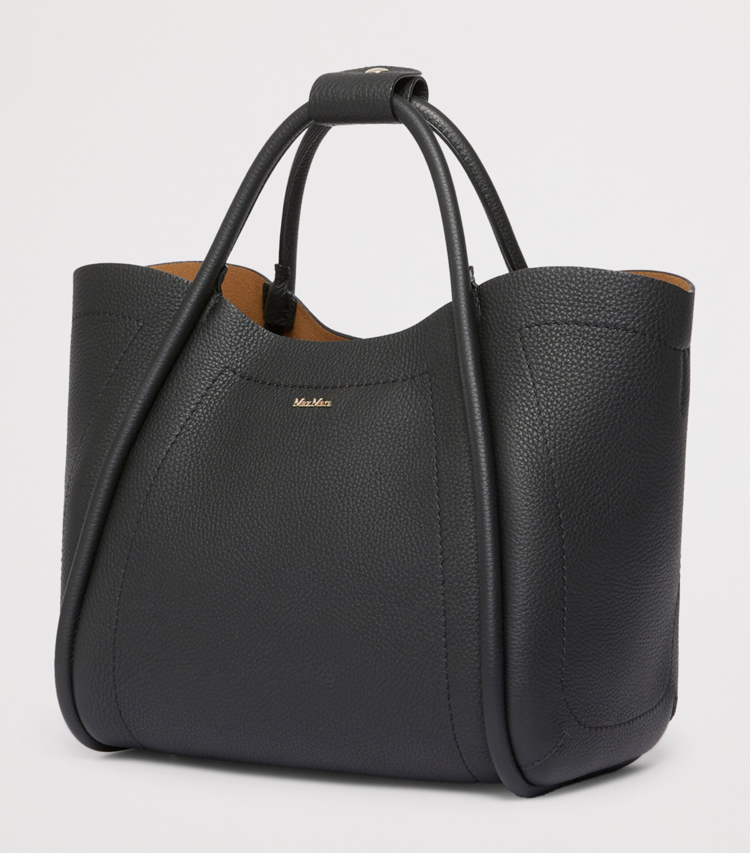 Max Mara Small Leather Marine Top-Handle Bag Black Image 3