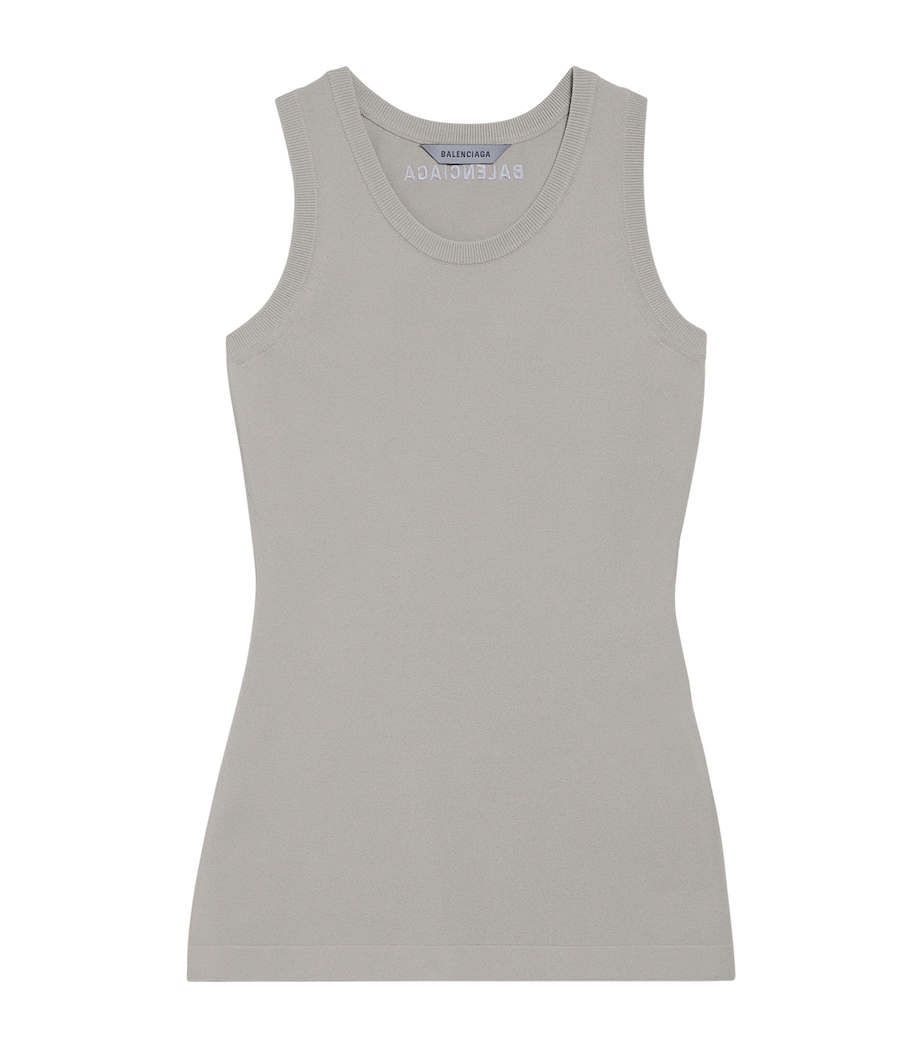 Balenciaga Womens Ribbed Logo Tank Top Image 1