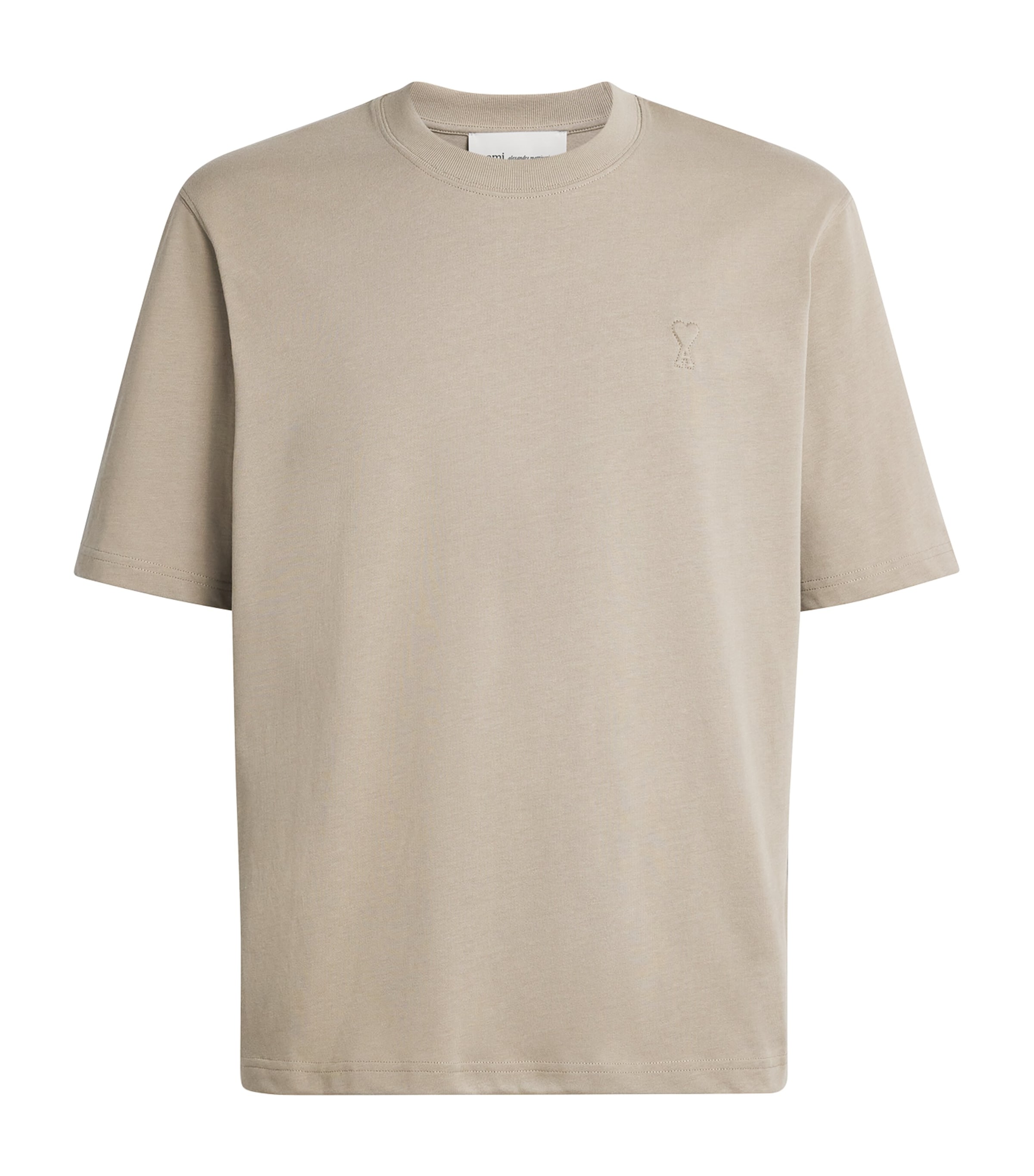 AMI Paris Beige Cotton Embossed Logo T-Shirt | Harrods KW