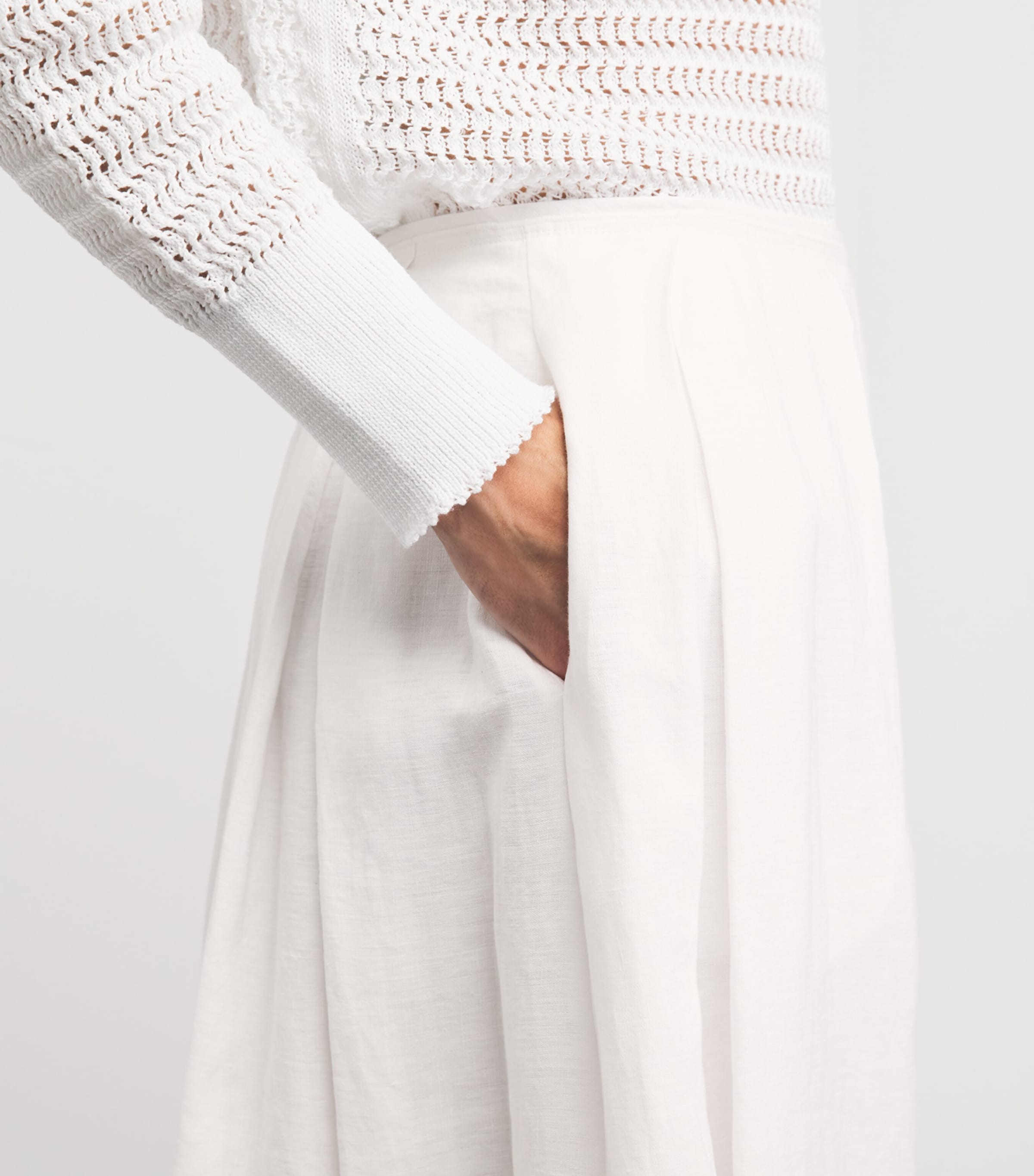 Lafayette 148 Womens Organic Linen Broderie Anglaise Maxi Skirt White White Image 3