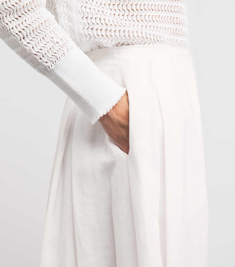 Lafayette 148 Womens Organic Linen Broderie Anglaise Maxi Skirt White White Image 3