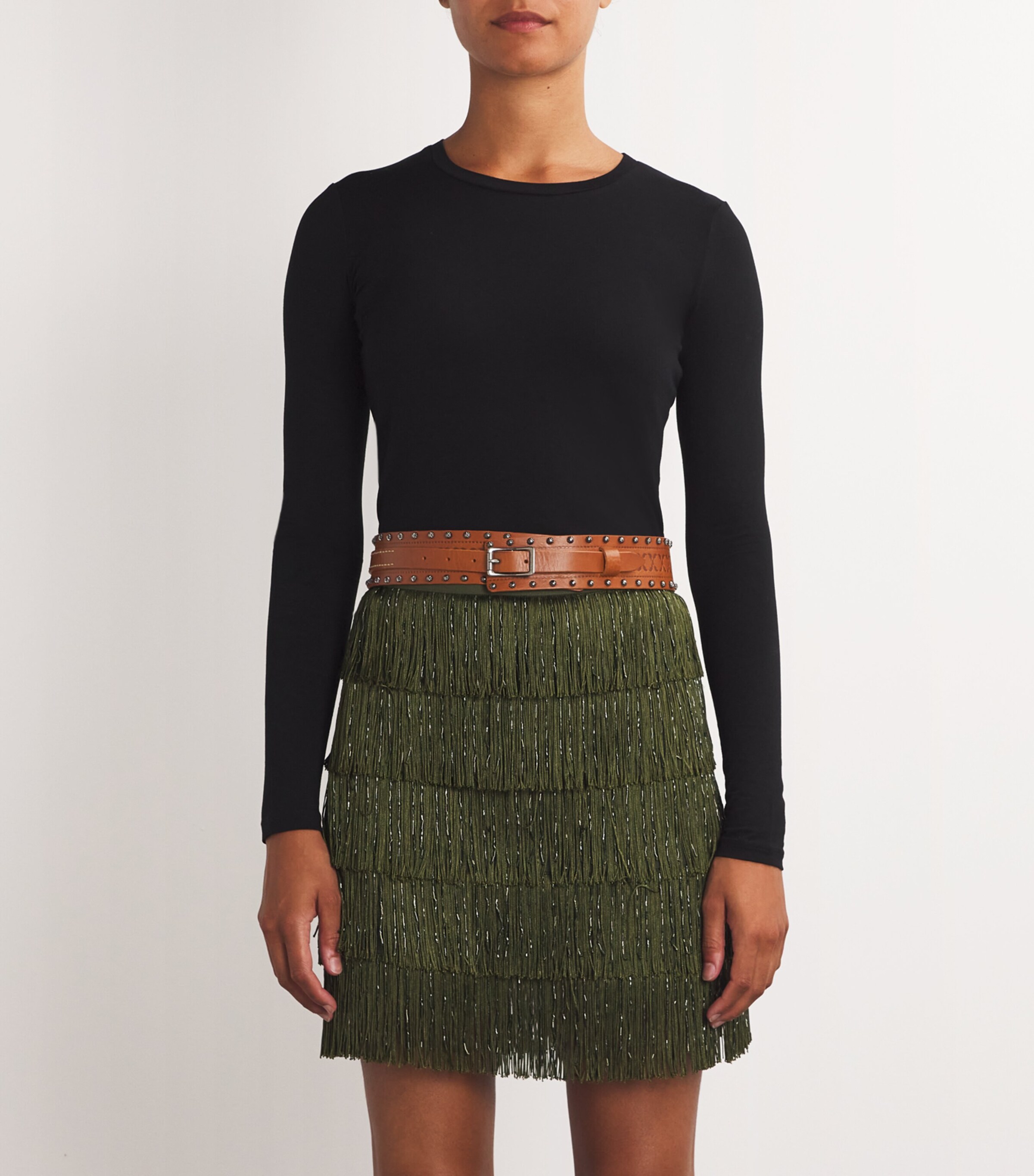 Weekend Max Mara Brown Leather Studded Belt | Harrods US
