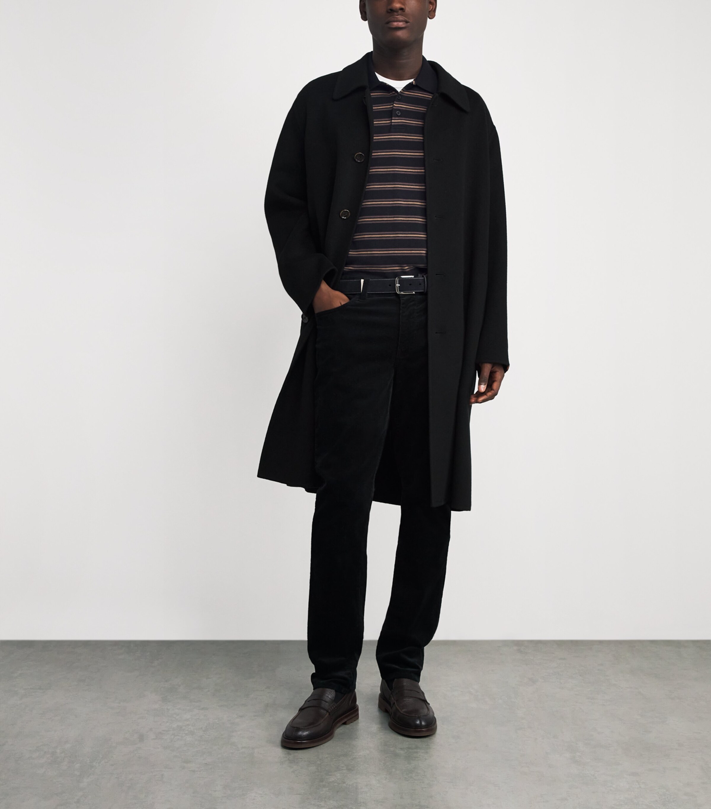 Cotton-Blend Stripe Polo Shirt 003BLC BLACK Image 2