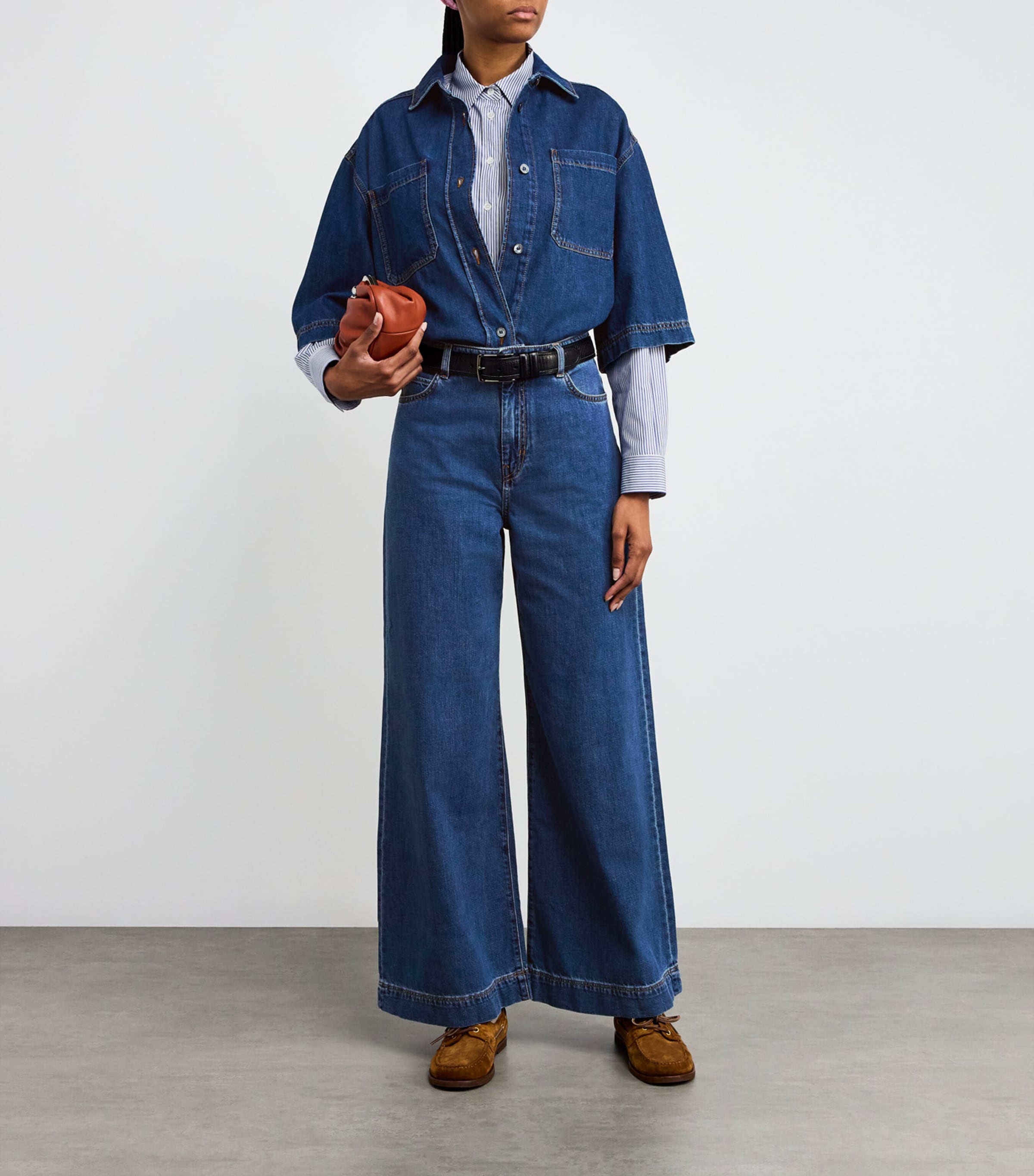 Cropped Denim Shirt NAVY Image 2