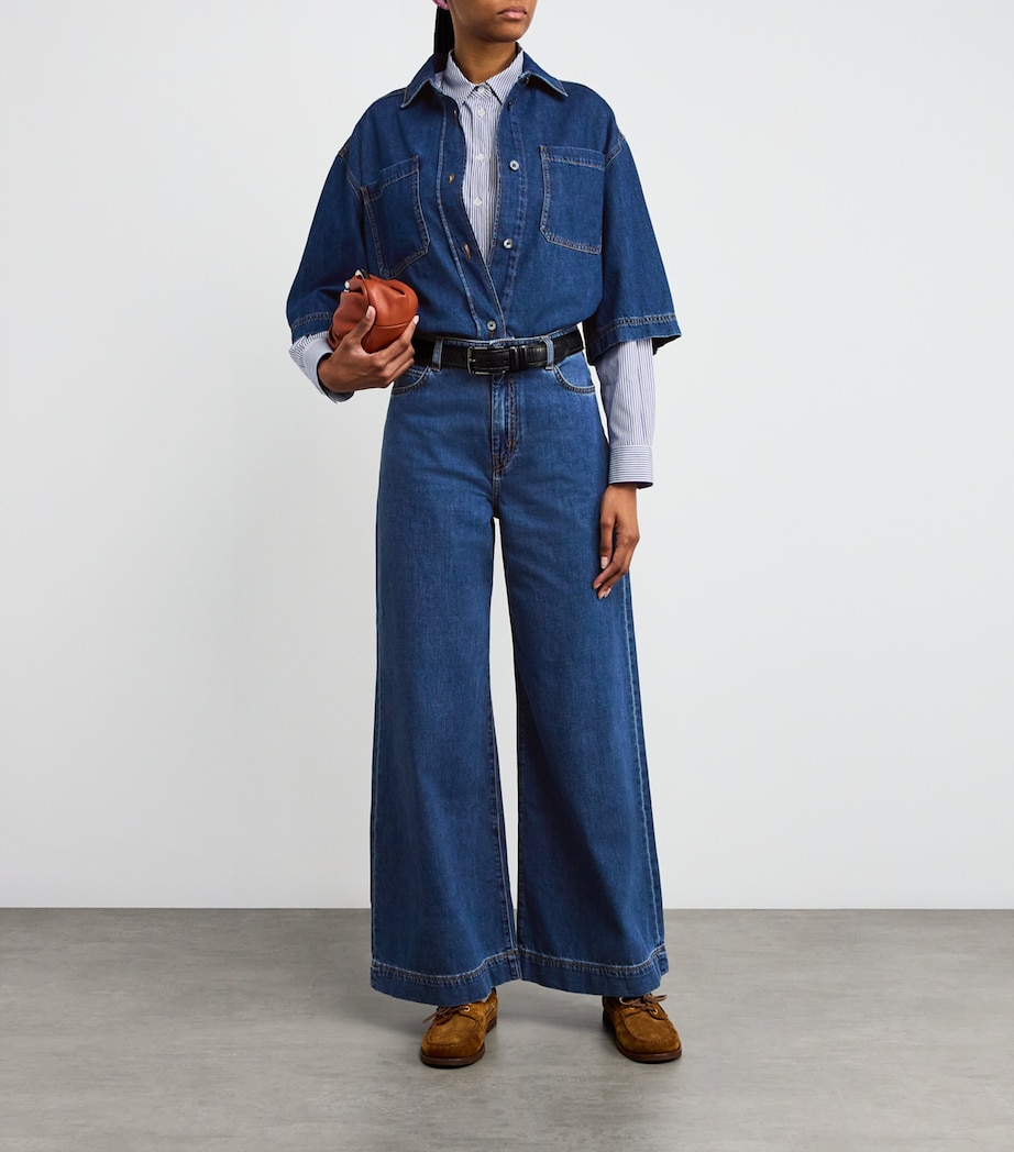 Cropped Denim Shirt NAVY Image 2