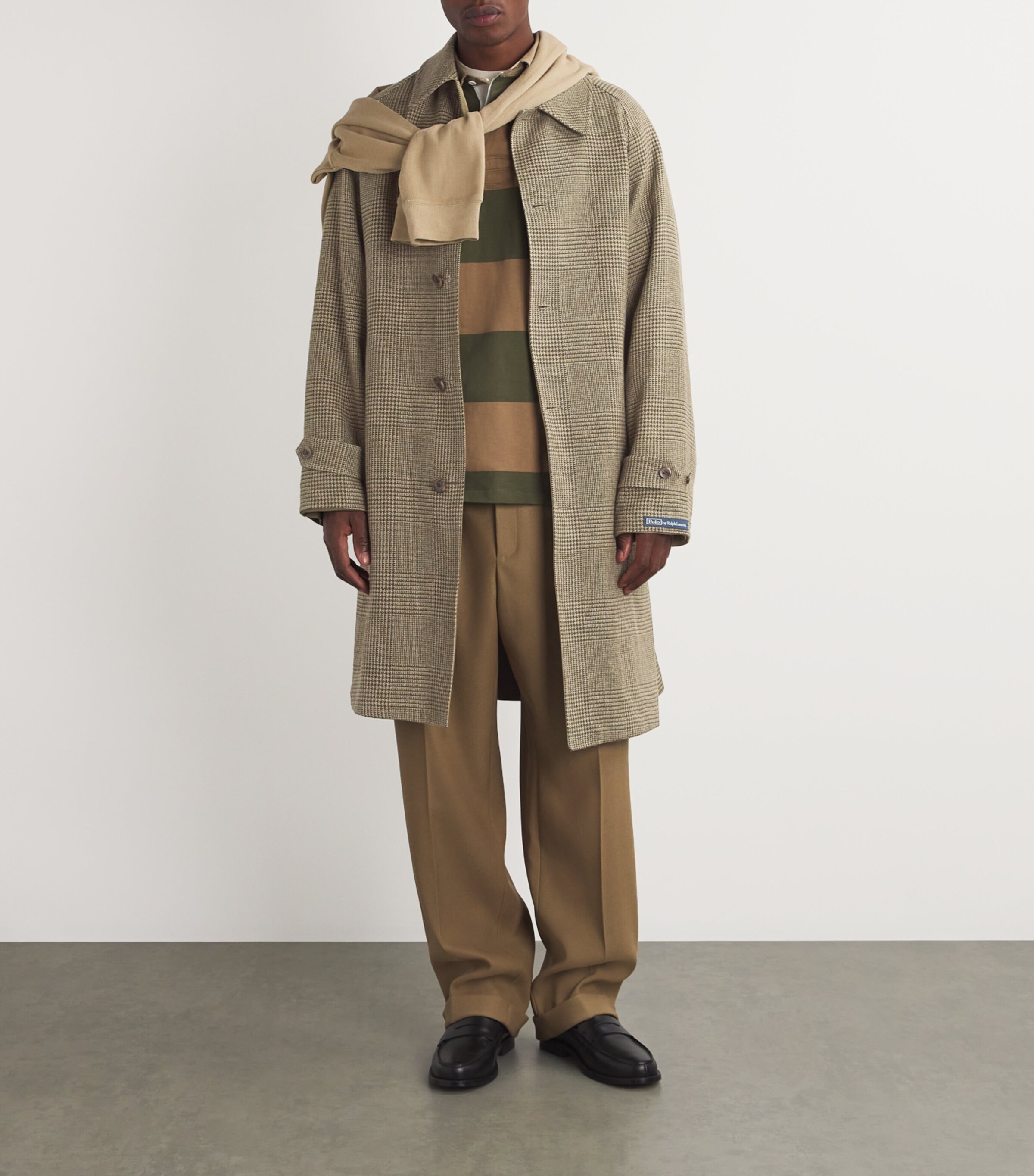 Polo Ralph Lauren Green Tweed-Poplin Reversible Overcoat | Harrods UK