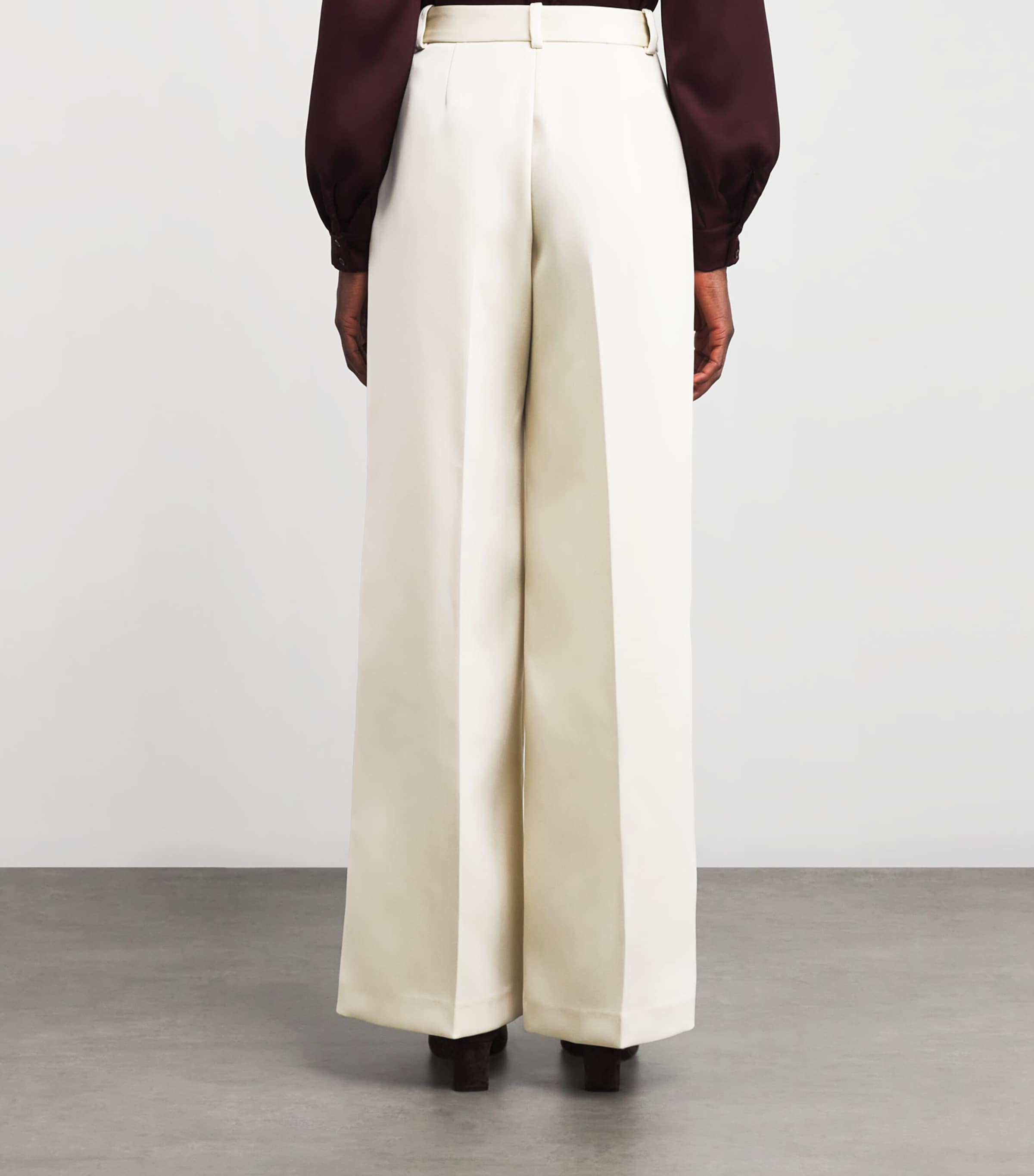 Satin Wide-Leg Tailored Trousers IVORY Image 4