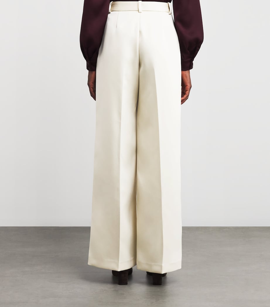 Satin Wide-Leg Tailored Trousers IVORY Image 4