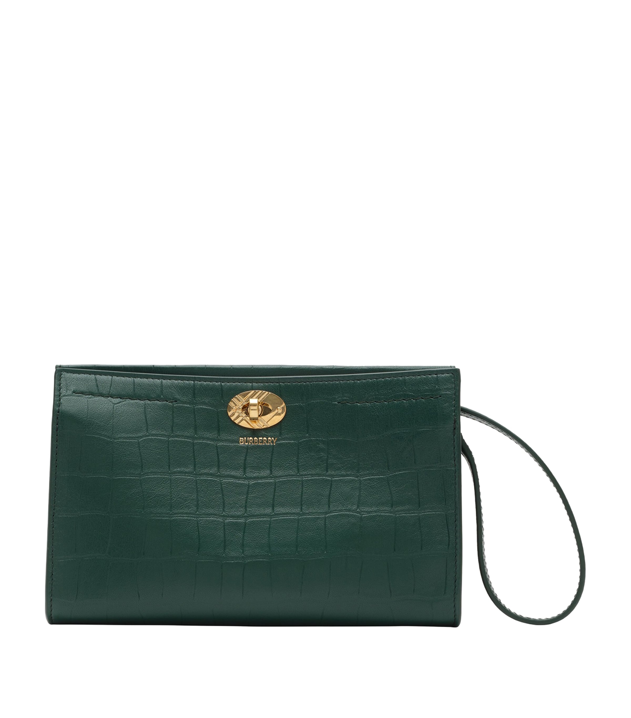 Burberry Lambskin Croc-Embossed Cotswolds Pouch Ivy Image 1