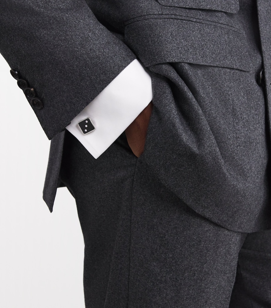 Onyx and Mother-of-Pearl Dice Cufflinks SILVER Image 5