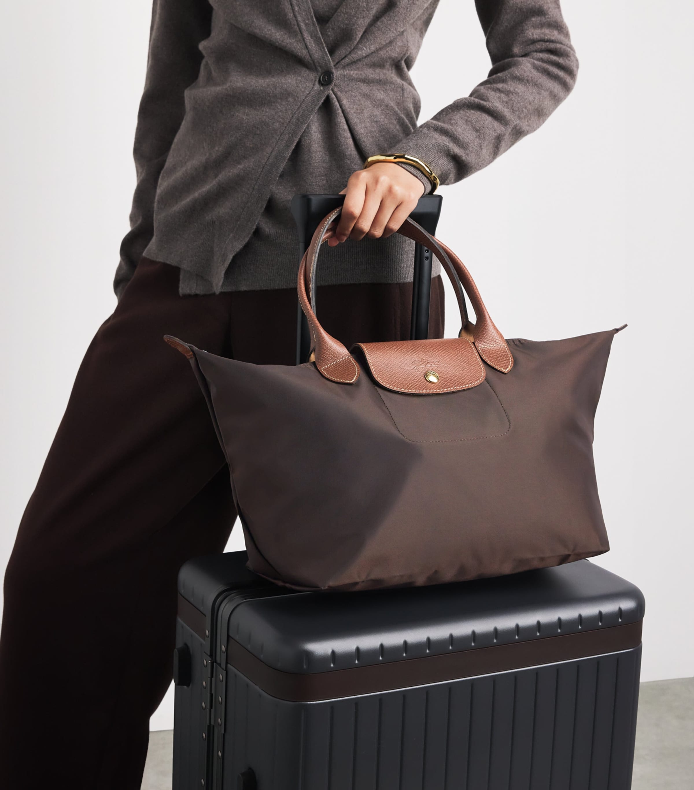 Longchamp Medium Le Pliage Original Handbag Moka Image 2