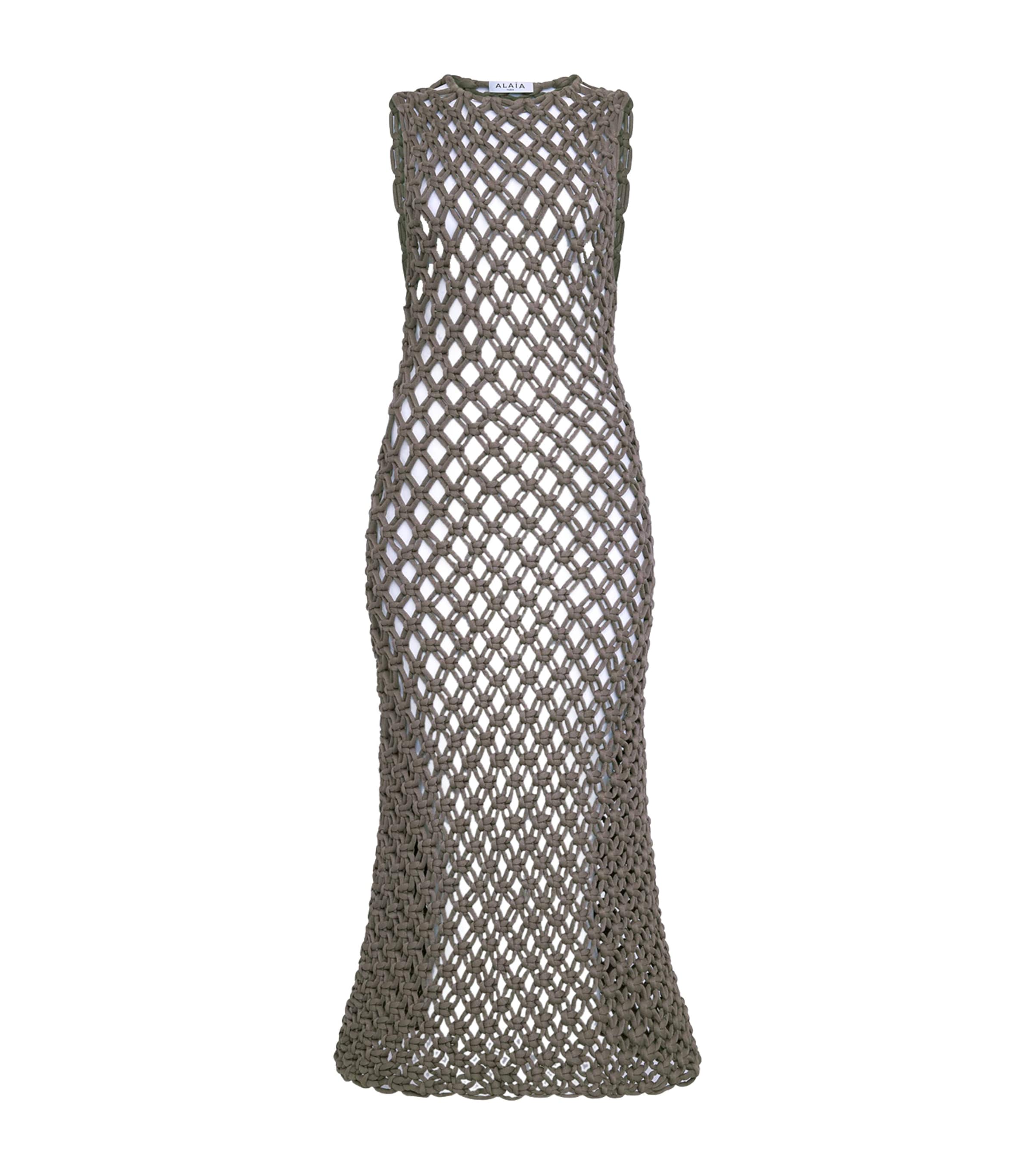 Alaïa Cotton-blend Midi Dress In Gray