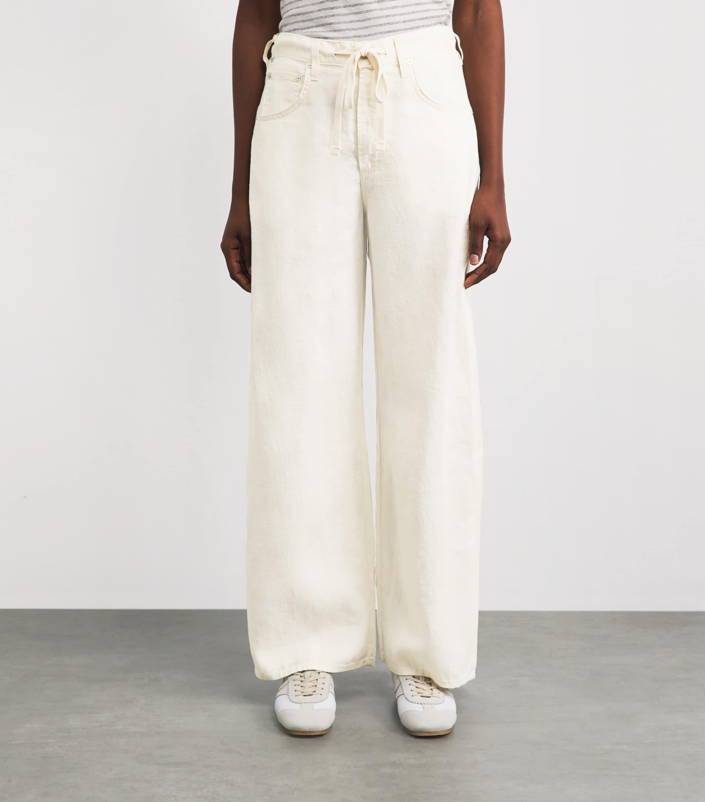 Citizens of Humanity Womens Denim Brynn Drawstring Trousers Vanilla Cream Image 4