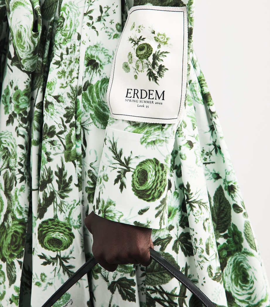 Erdem Womens Organic Cotton Floral Midi Shirt Dress Atknson Floral Green Image 5