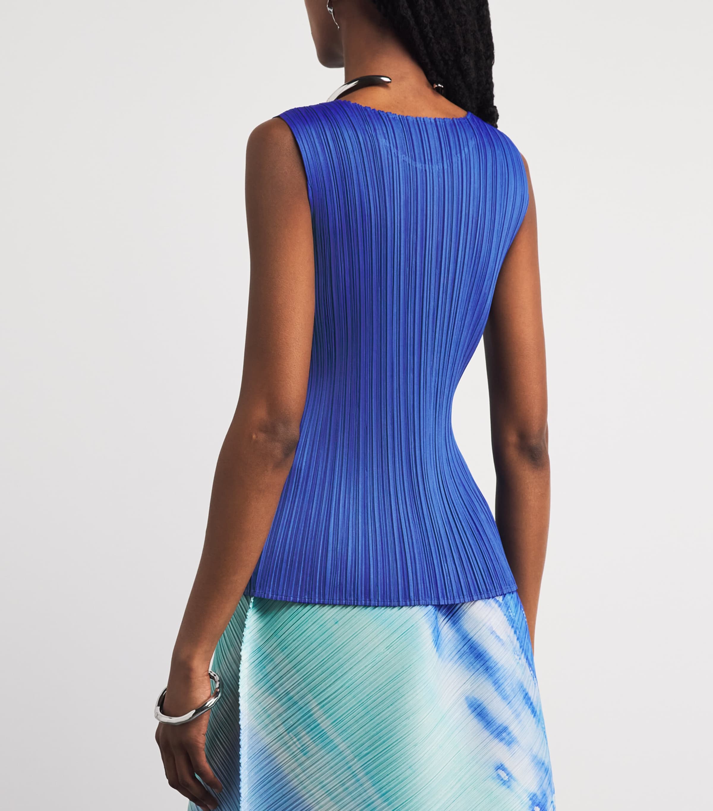 Pleats Please Issey Miyake Womens Monthly Colors May Tank Top Blue Image 5